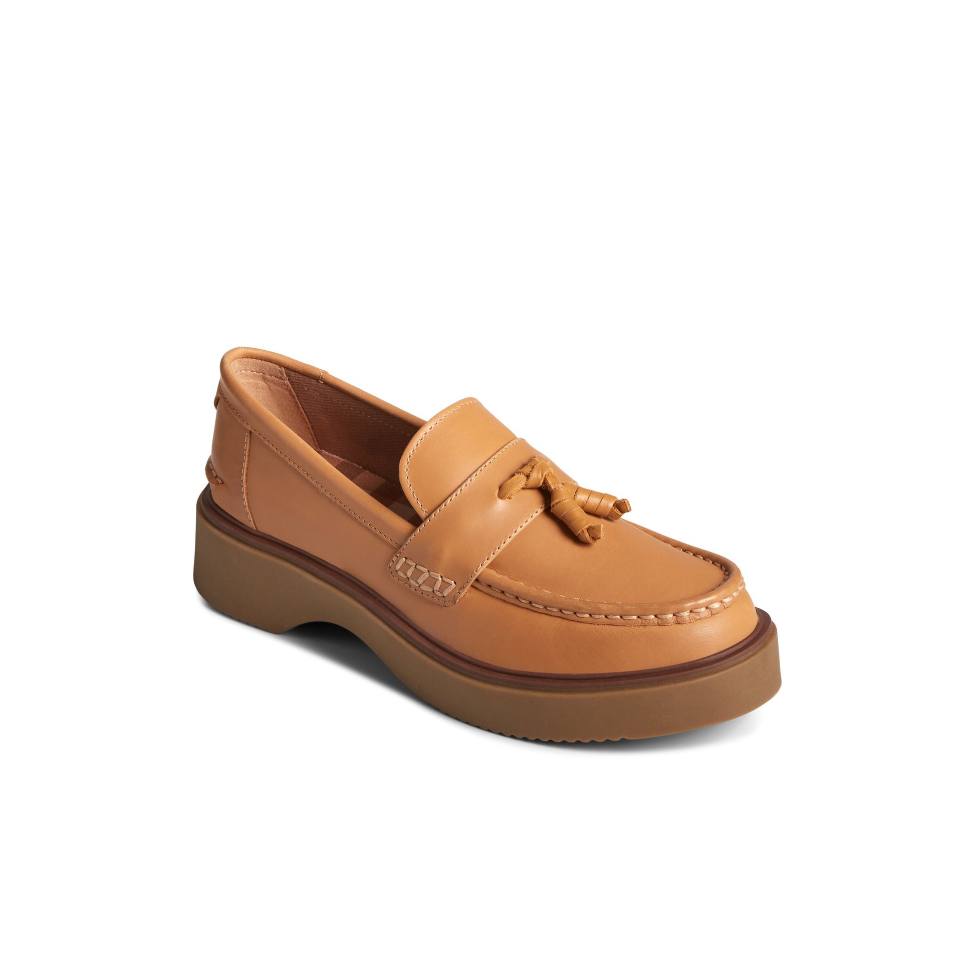Three-quarter angle of Medium Beige Bayside Loafer Loafer Moccasin Casual Shoes's front side