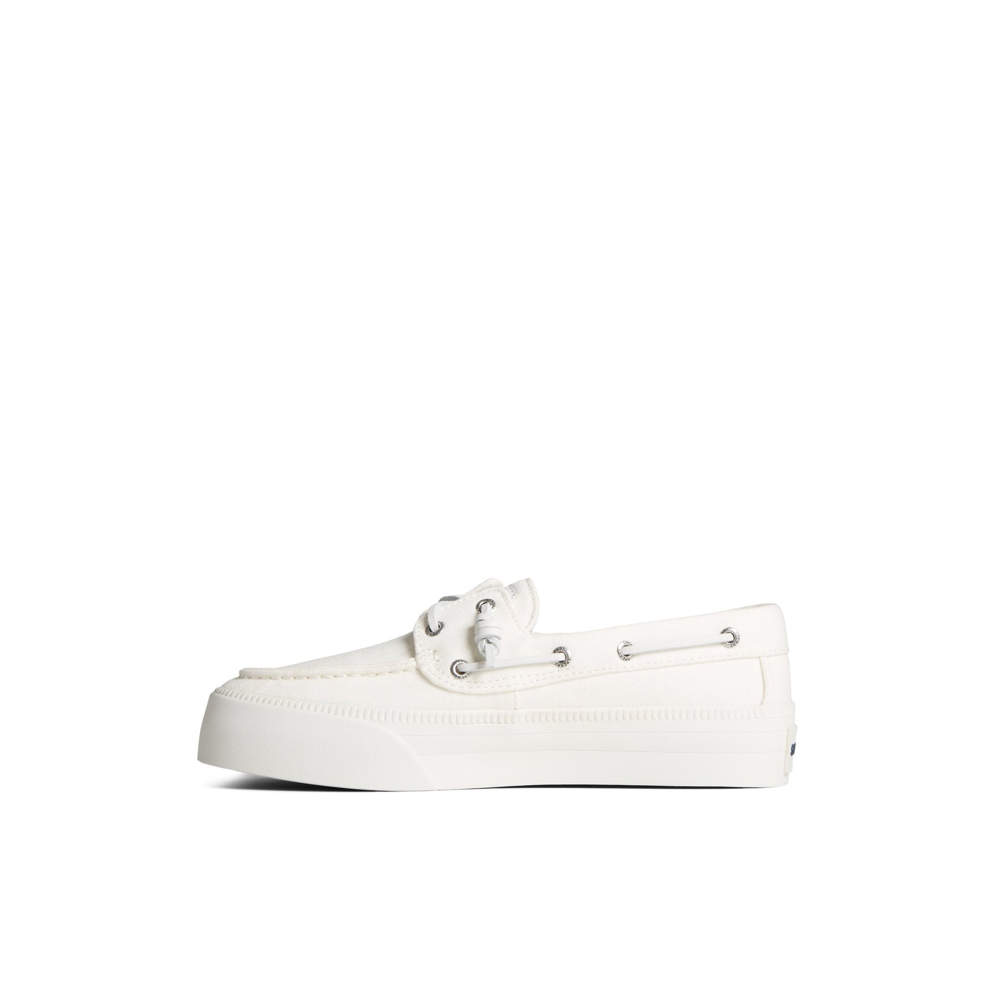 Side view of White Bahama 3.0 Platform Sneaker Vulcanized Boat Shoe Sneaker
