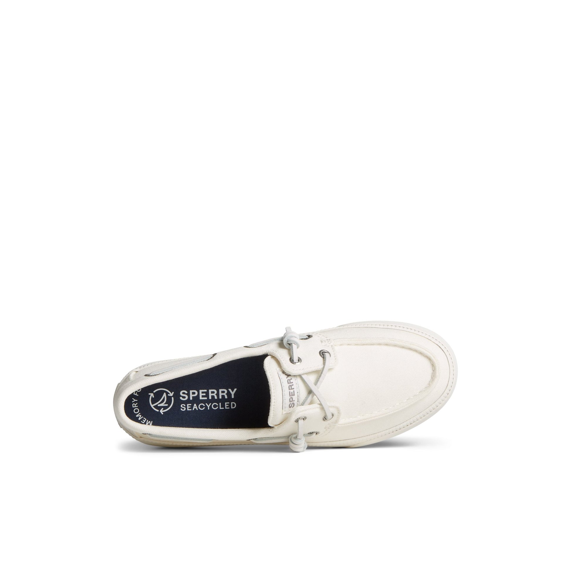 Top-down view of the White Bahama 3.0 Platform Sneaker Vulcanized Boat Shoe Sneaker