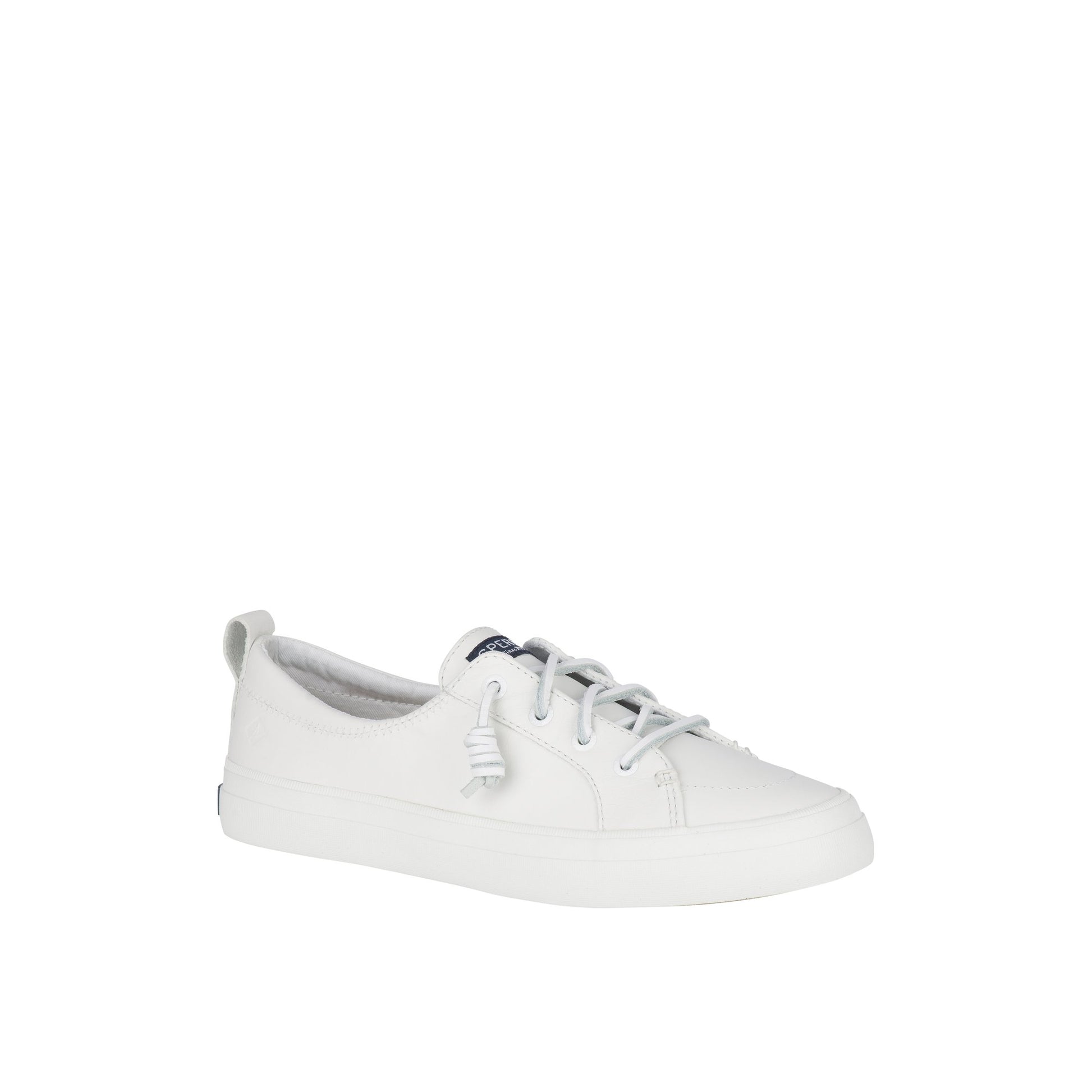 Three-quarter angle of White Crest Vibe Leather Sneaker Vulcanized Sneaker's front side