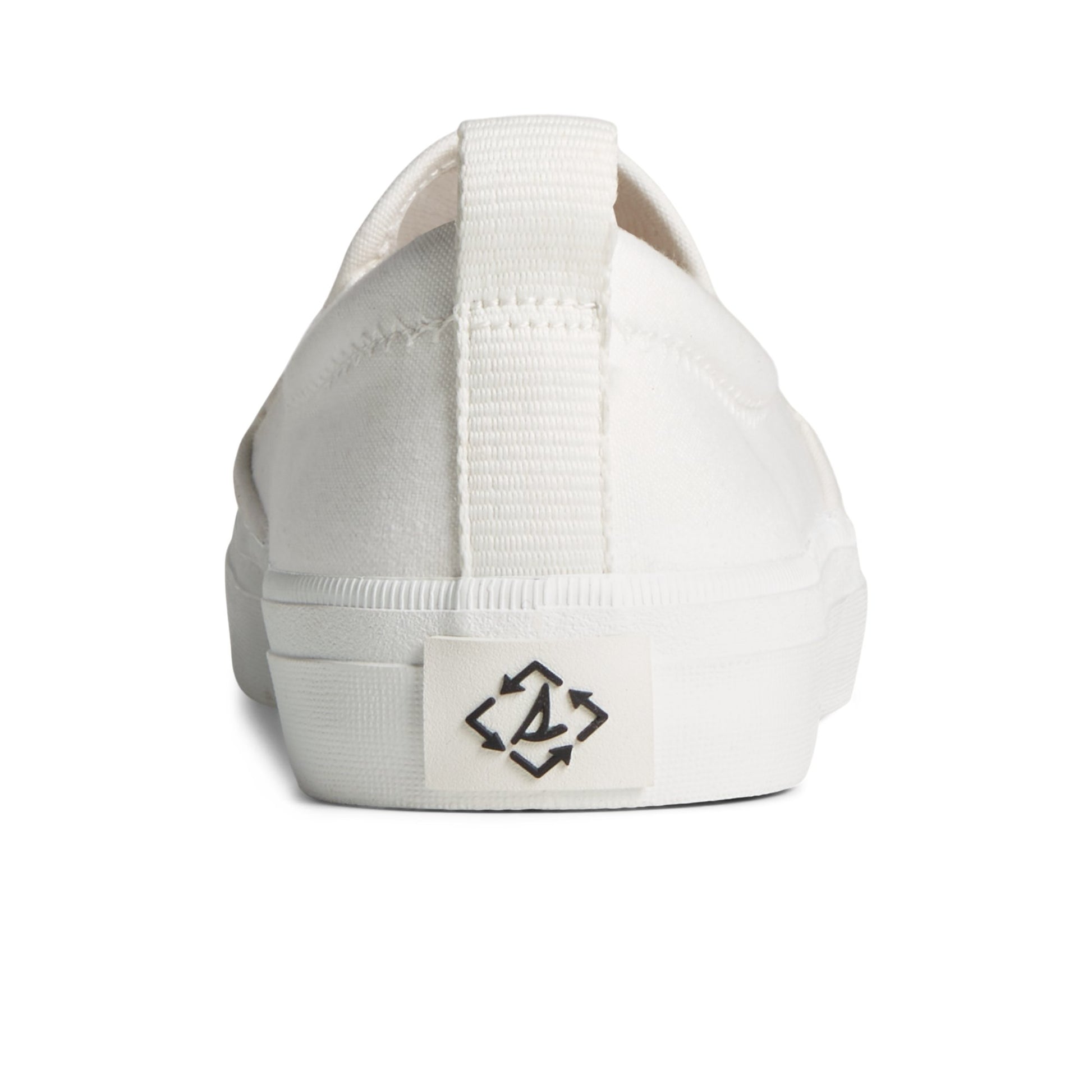Close-up of the White SeaCycled™ Crest Twin Gore Canvas Sneaker Vulcanized Sneaker