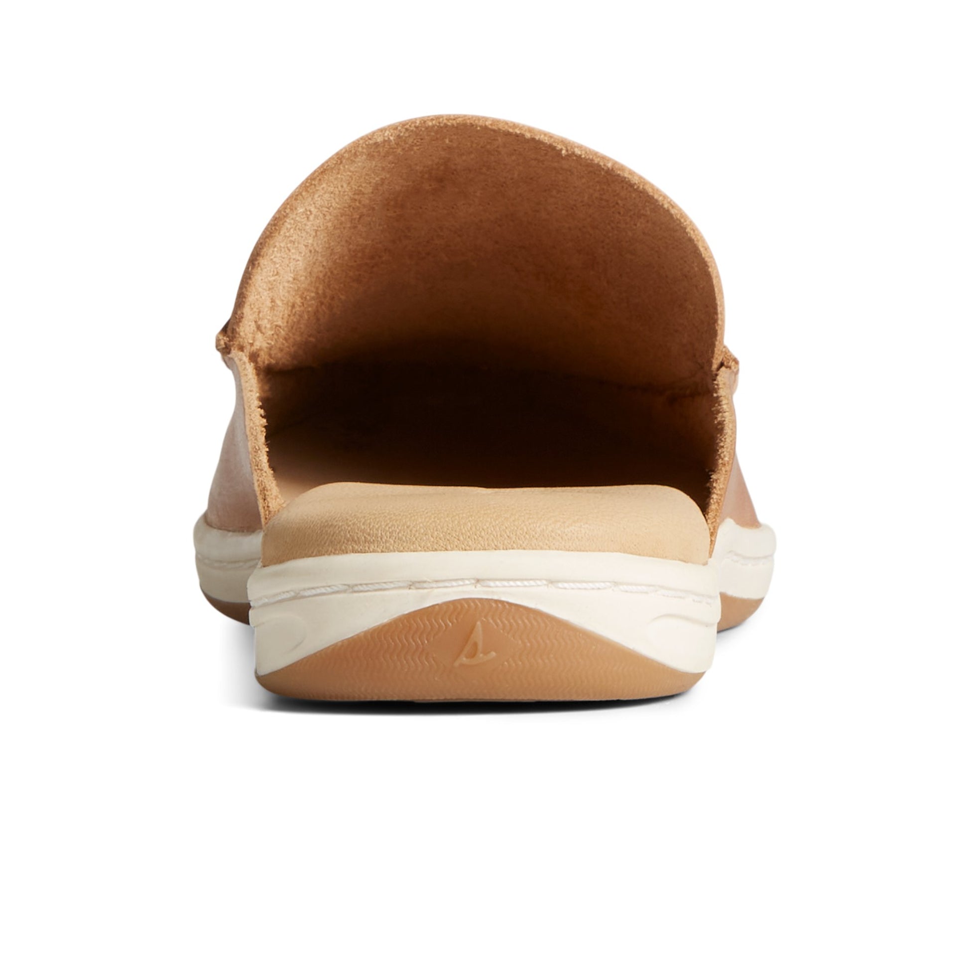 Close-up of the Medium Beige Mulefish Leather Boat Shoe Loafer Mule