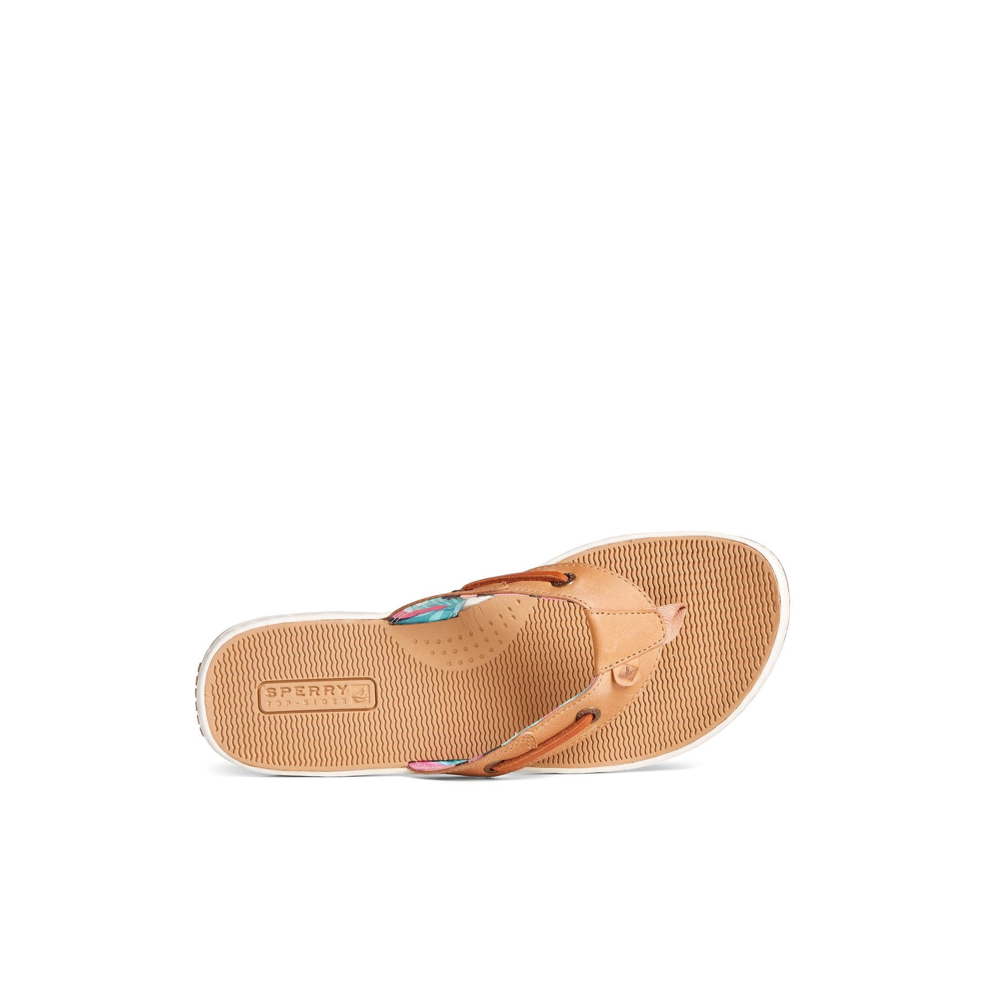 Top-down view of the Medium Beige Seafish Leather Flip Flop Flip Flop Thong Sandals