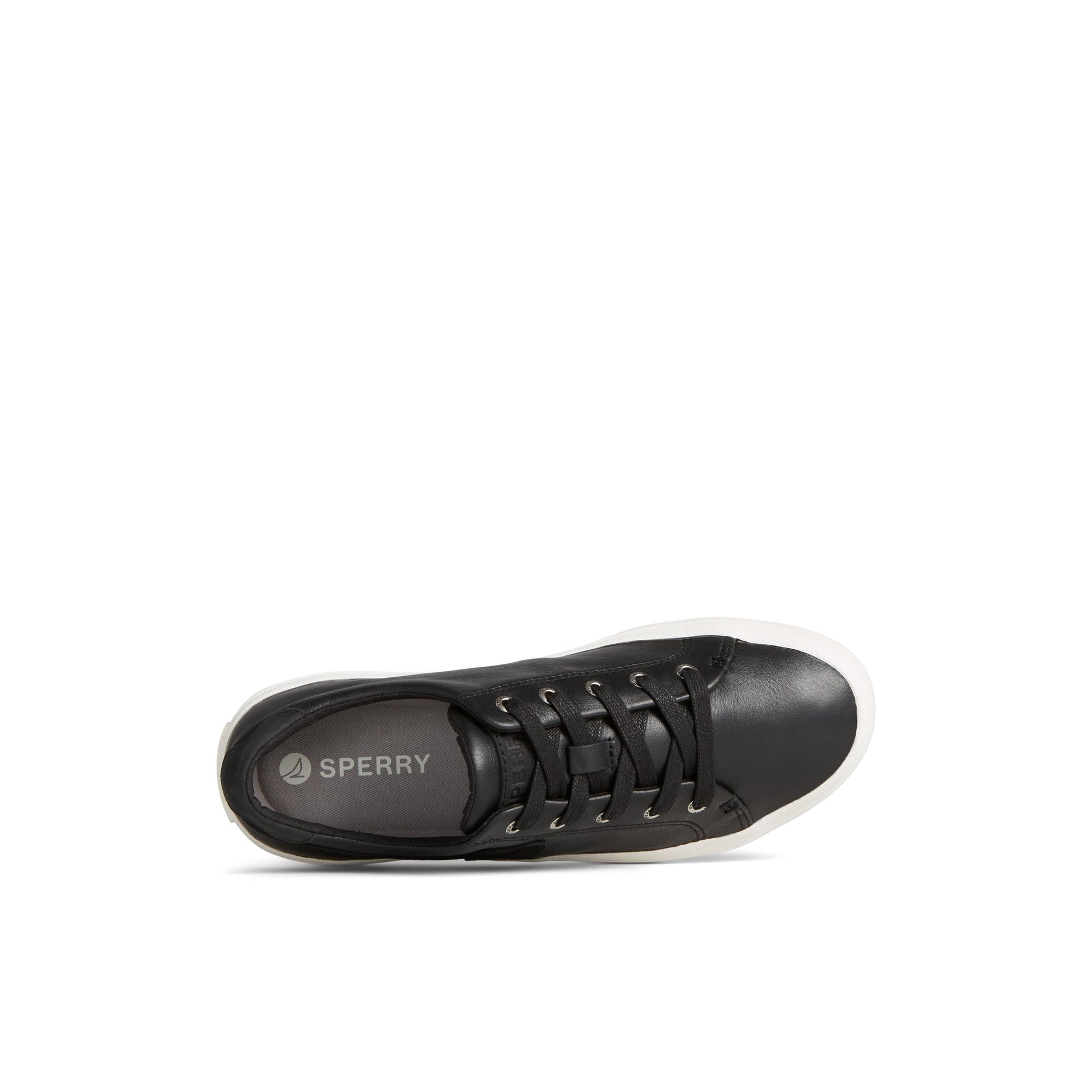 Top-down view of the Black Sandy Leather Sneaker Vulcanized Tennis Sneaker