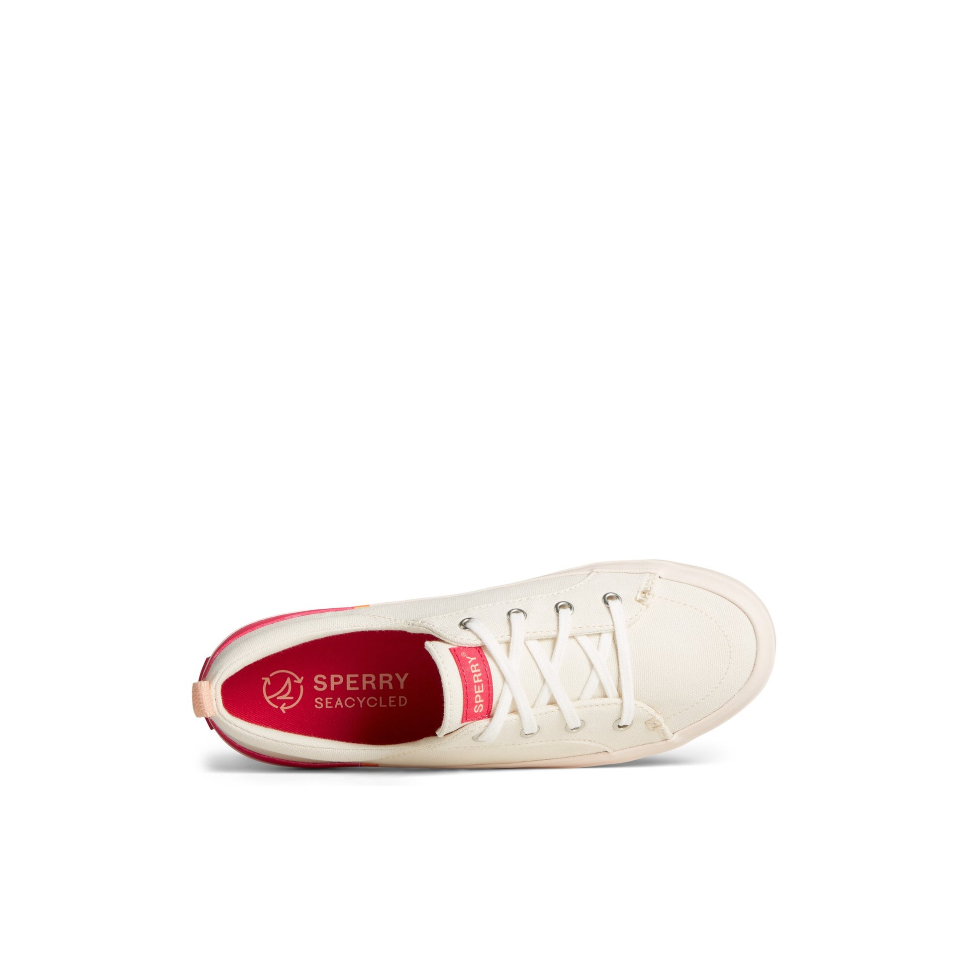 Top-down view of the Pink Crest Vibe Stripe Sneaker Vulcanized Sneaker Mule