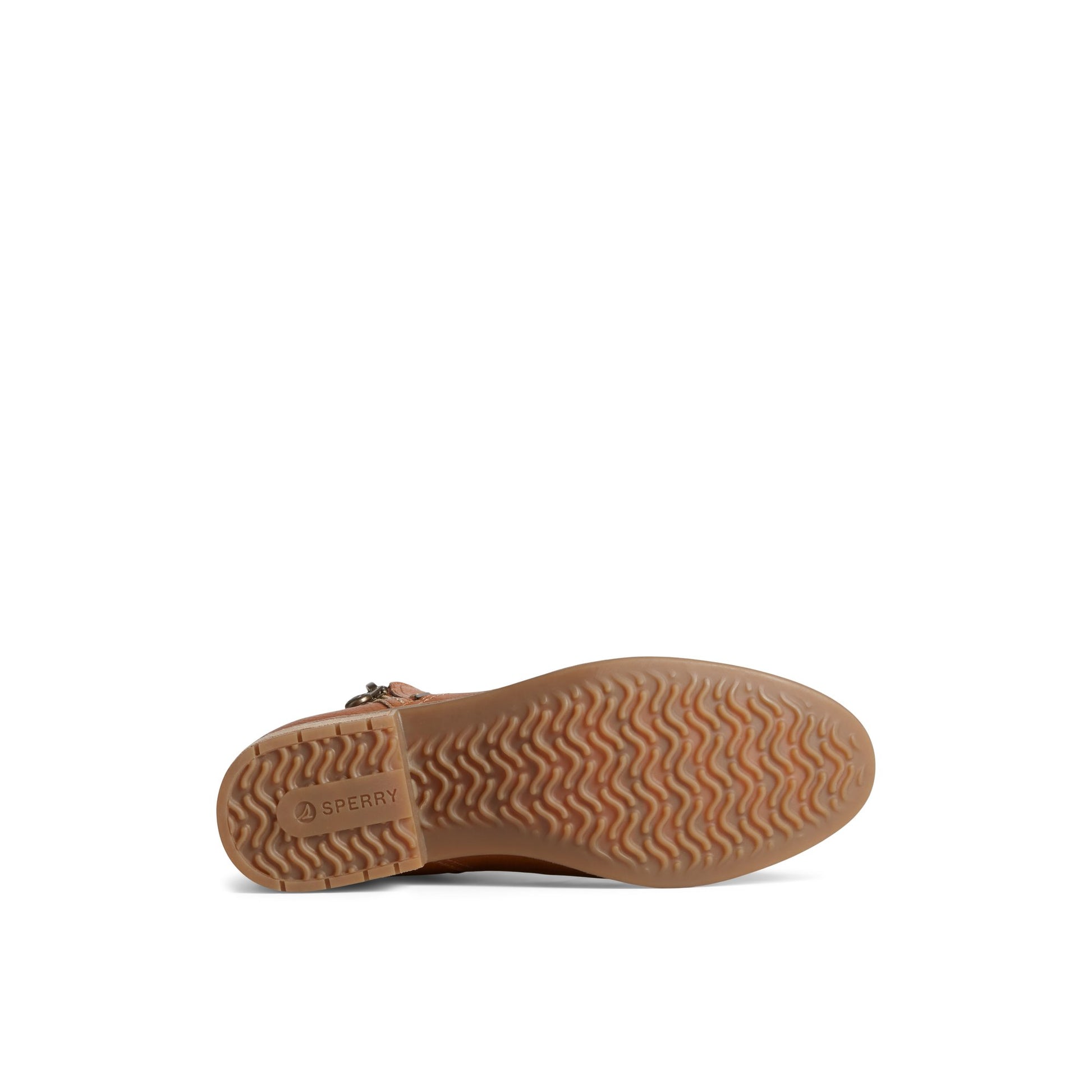 View of Medium Beige Seaport Storm Water Resistant Leather Boot Ankle Booties's sole