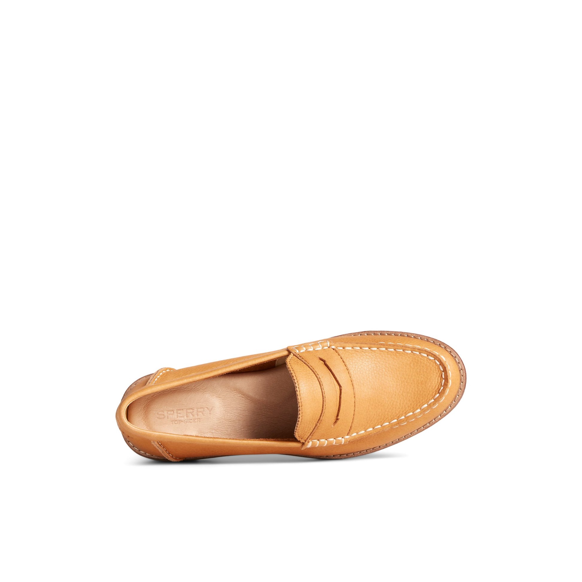Top-down view of the Medium beige Seaport Penny Loafer Penny Loafer