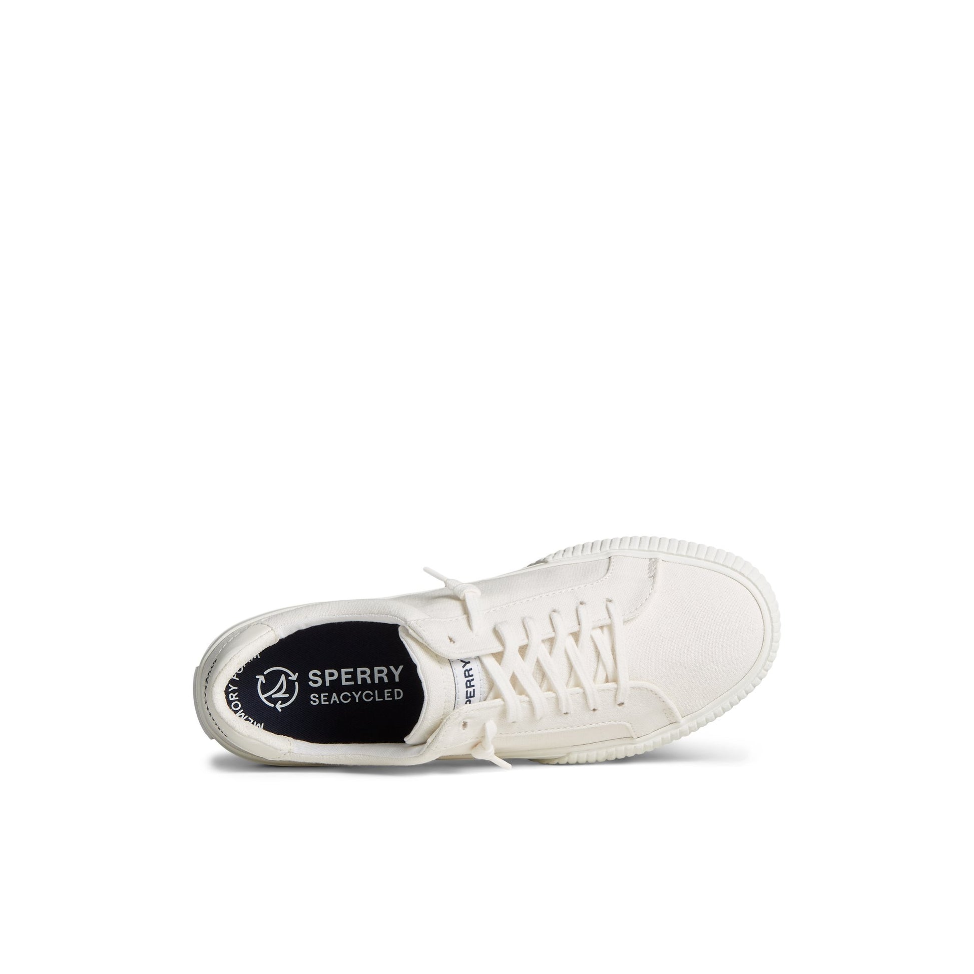 Top-down view of the White Bermuda SeaCycled™ Canvas Sneaker Vulcanized Sneaker