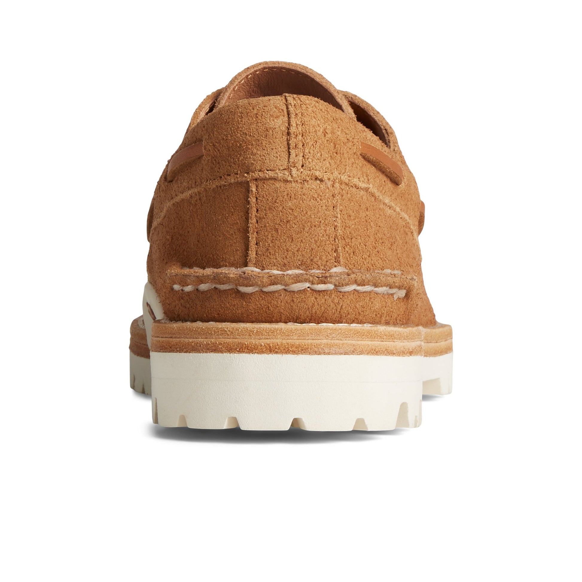 Close-up of the Medium Beige Unisex Authentic Original  3-Eye Vibram Boat Shoe Boat Shoes
