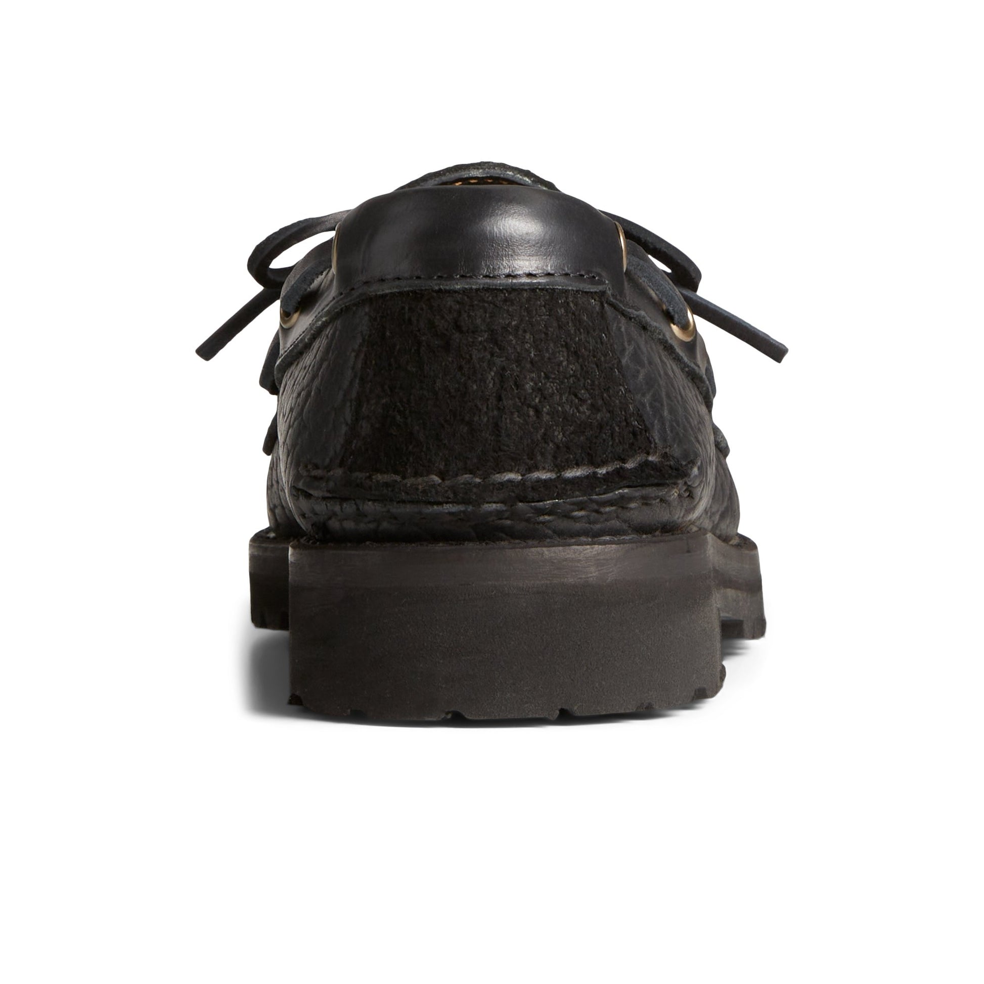 Close-up of the Black Authentic Original™ 2-Eye Boat Shoe by Chris Echevarria Boat Shoes