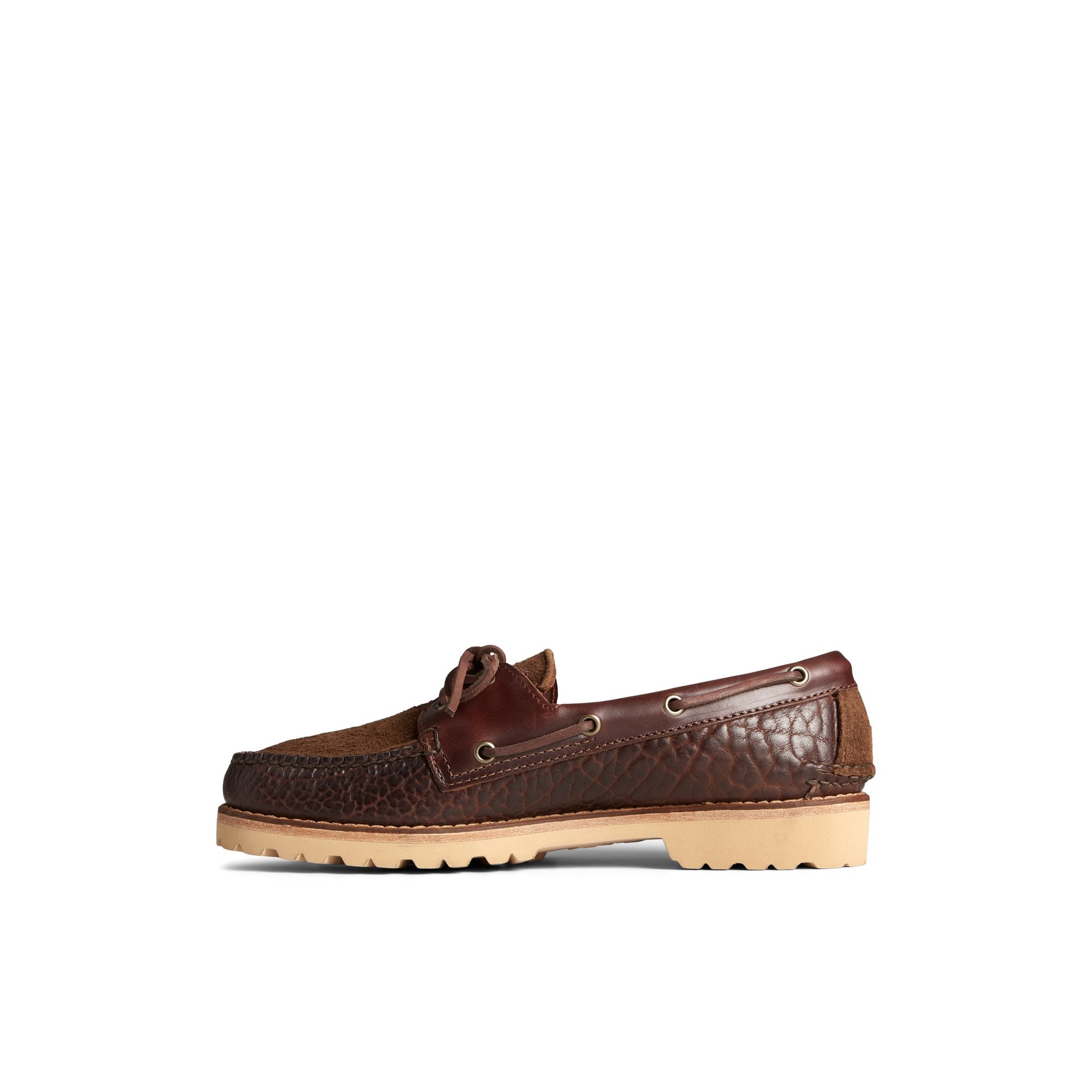 Side view of Brown Authentic Original™ 2-Eye Boat Shoe by Chris Echevarria Boat Shoes