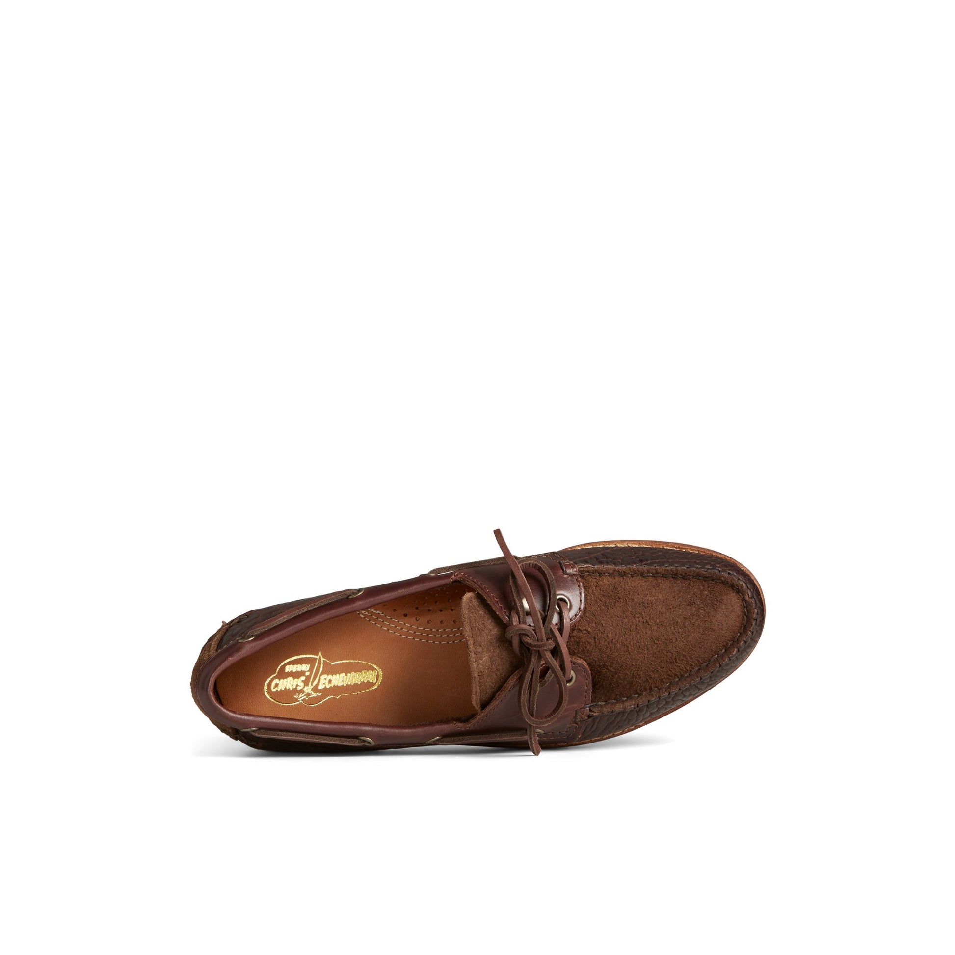 Top-down view of the Brown Authentic Original™ 2-Eye Boat Shoe by Chris Echevarria Boat Shoes