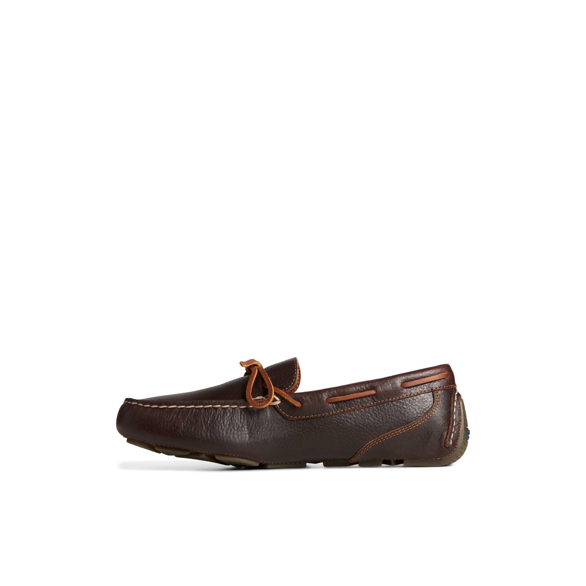 Side view of Brown Davenport Pull Up Leather 1-Eye Driver Driver Loafer Casual Shoes