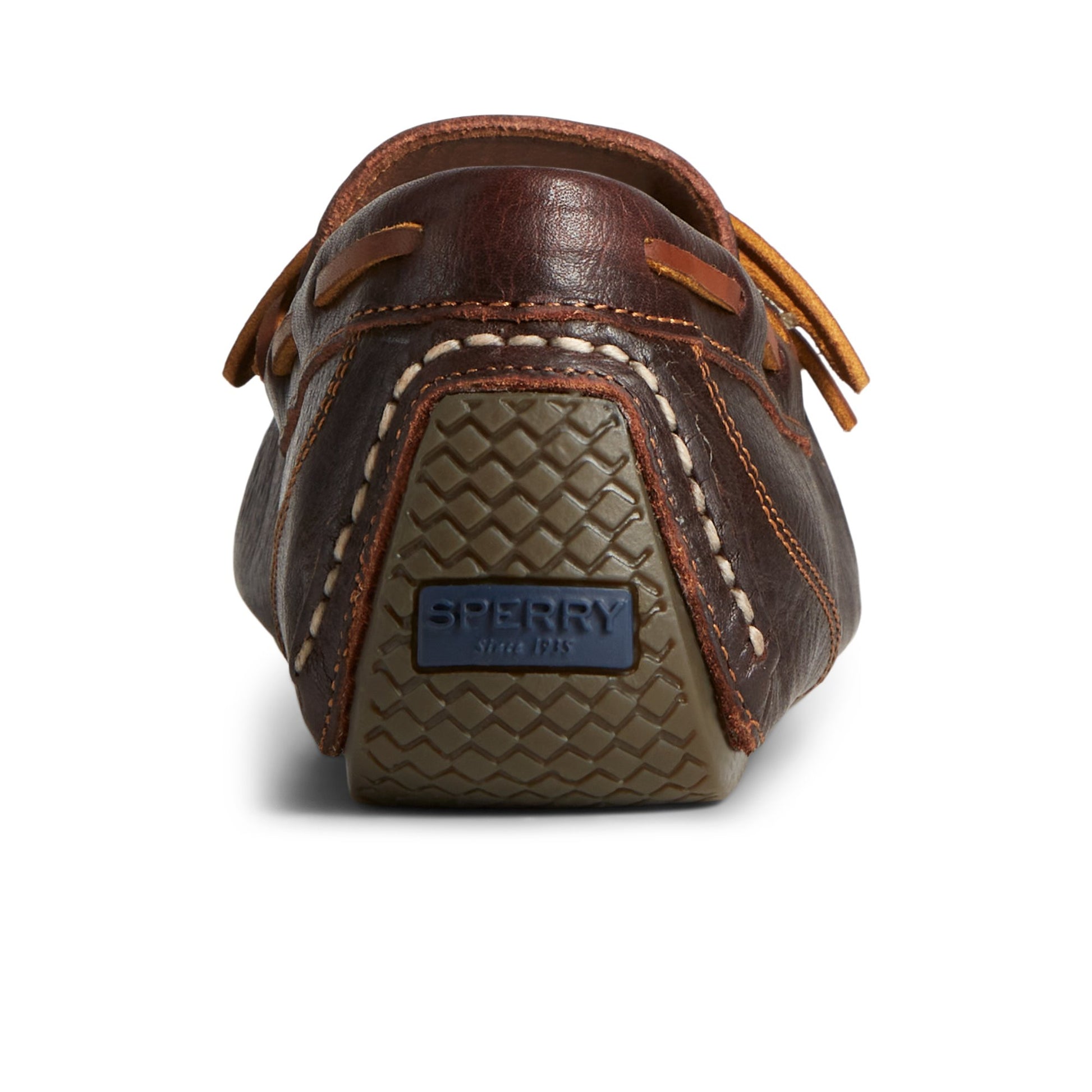 Close-up of the Brown Davenport Pull Up Leather 1-Eye Driver Driver Loafer Casual Shoes