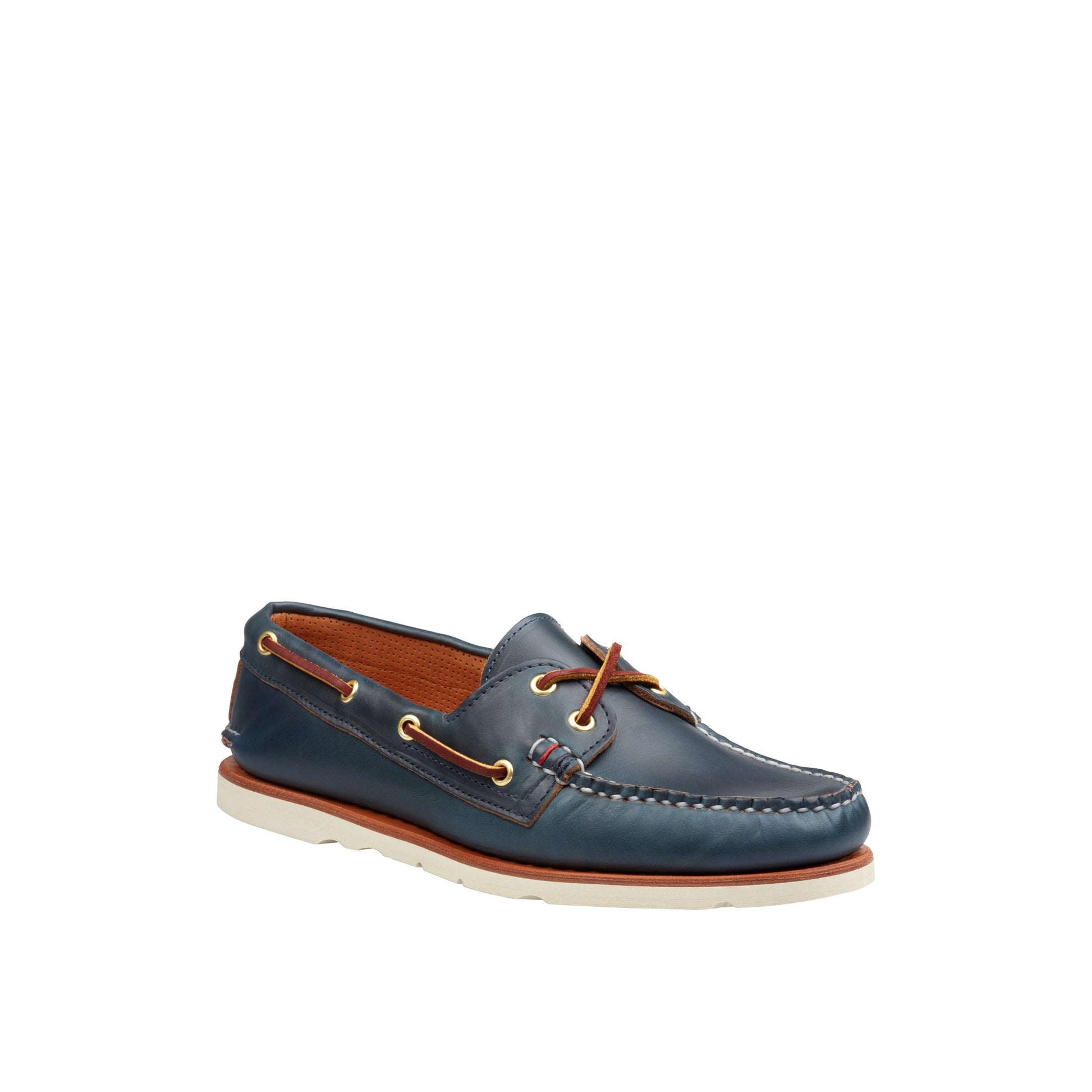 Three-quarter angle of Navy Gold Cup™ Authentic Original™ Handcrafted in Maine Boat Shoe Gold Cup - Boat Shoes's front side