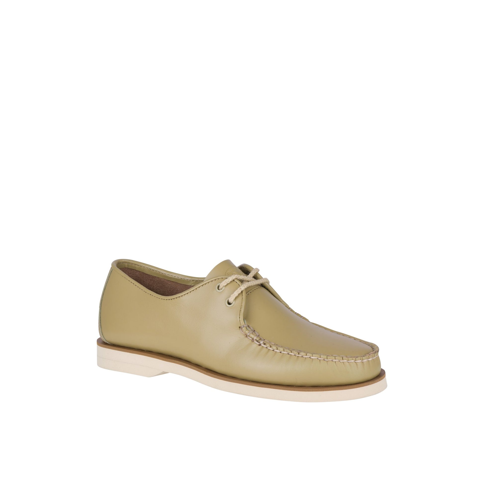 Three-quarter angle of Green Classic Captain's Oxford Boat Shoe's front side