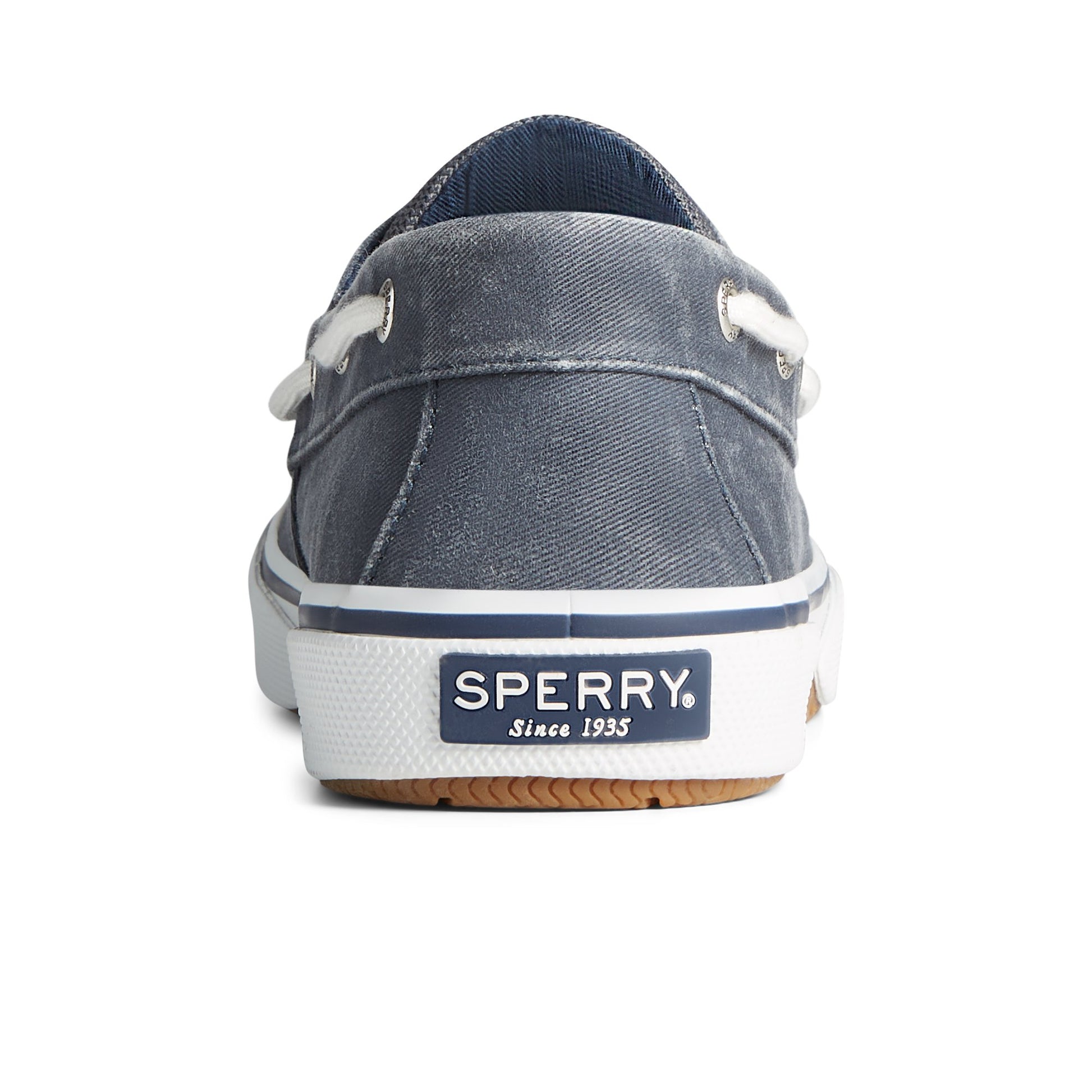 Close-up of the Navy Halyard 2-Eye Salt Washed Boat Shoe Vulcanized Boat Shoe Sneaker