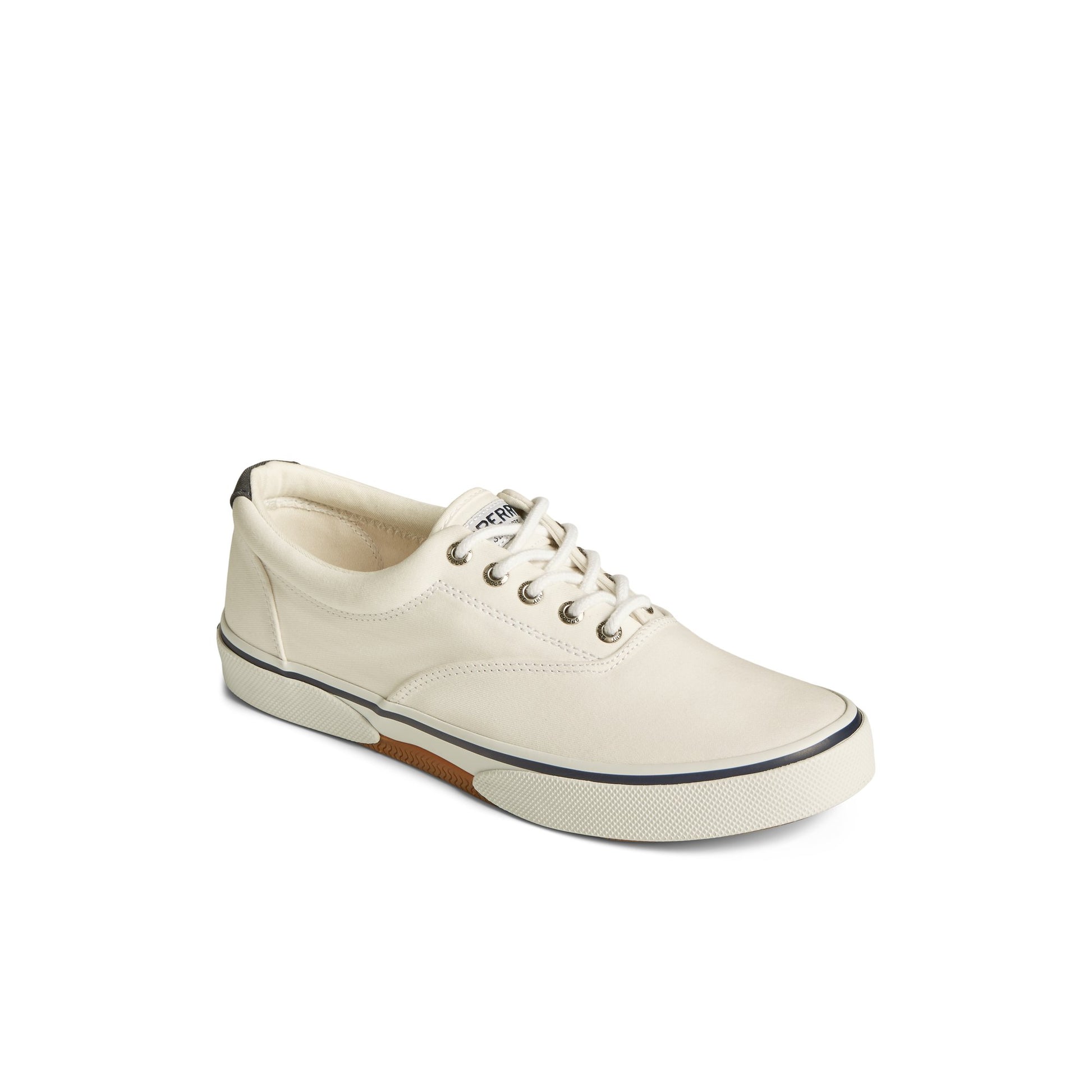 Three-quarter angle of White Halyard CVO Salt Washed Sneaker Vulcanized Sneaker's front side