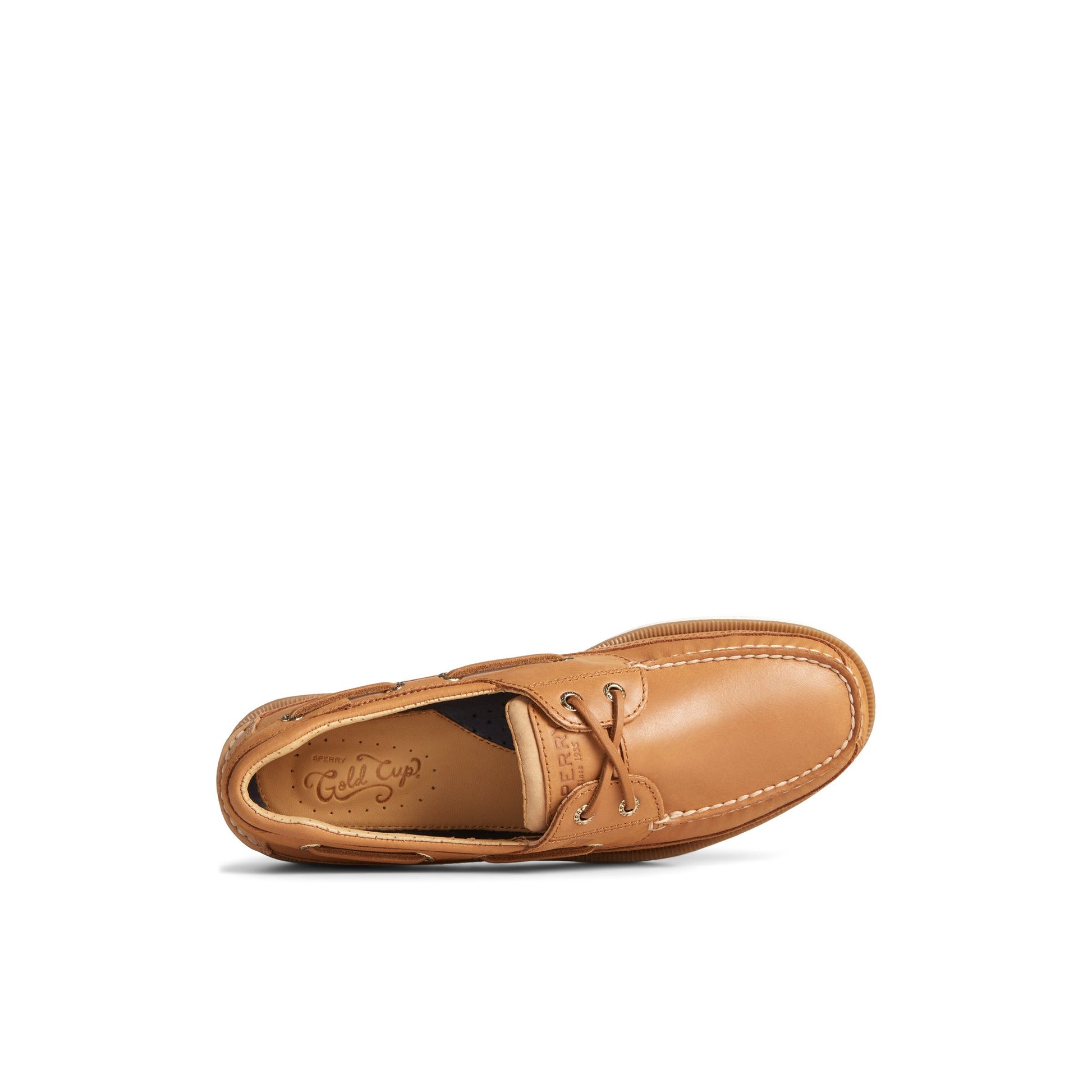 Top-down view of the Medium Beige Gold Cup™ Mako Boat Shoe Boat Shoe