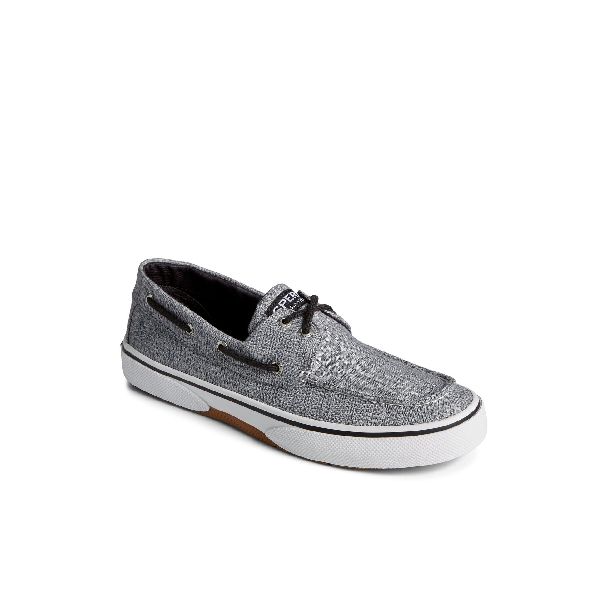 Three-quarter angle of Black Halyard 2-Eye Boat Shoe Vulcanized Boat Shoe Sneaker's front side
