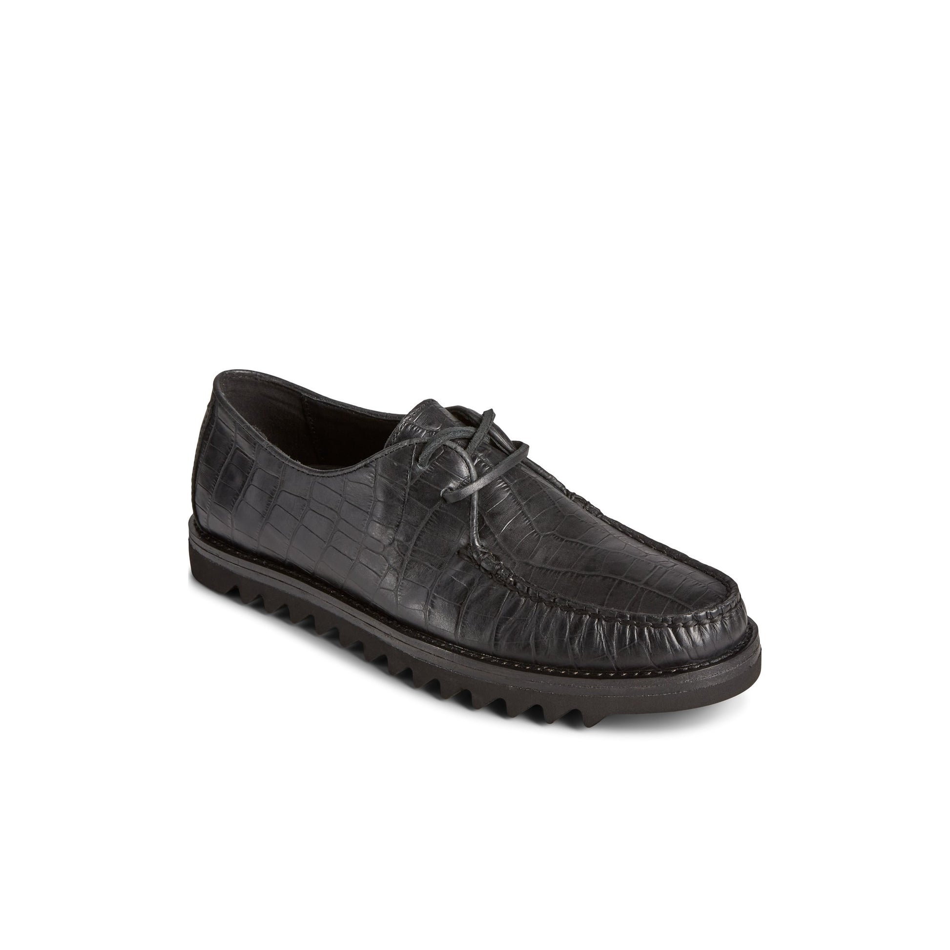 Three-quarter angle of Black Unisex Captain's Vibram Oxford Captain's Oxford Dress Shoes's front side