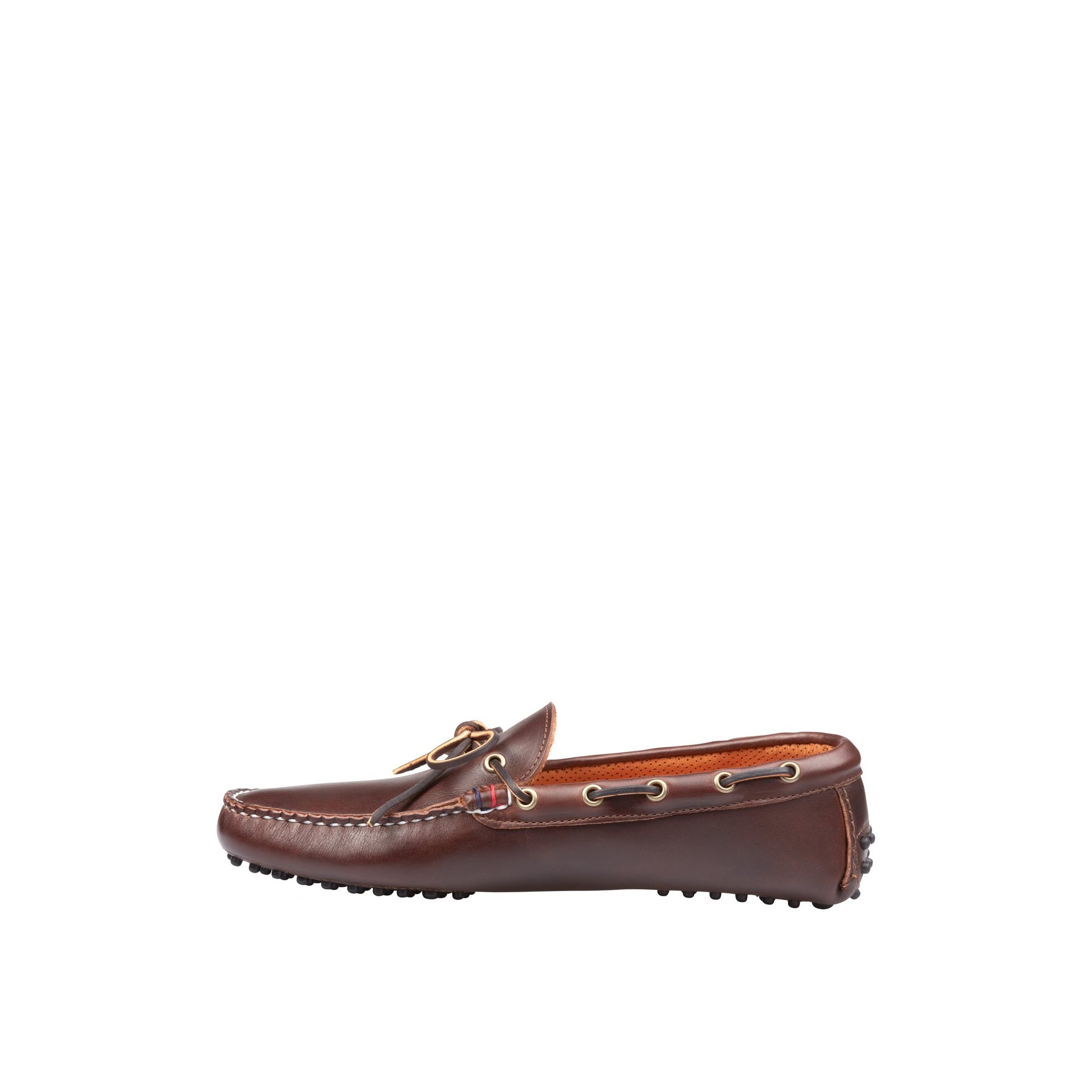 Side view of Brown Gold Cup™ Handcrafted in Maine 1-Eye Driver Driver Loafer Casual Shoes