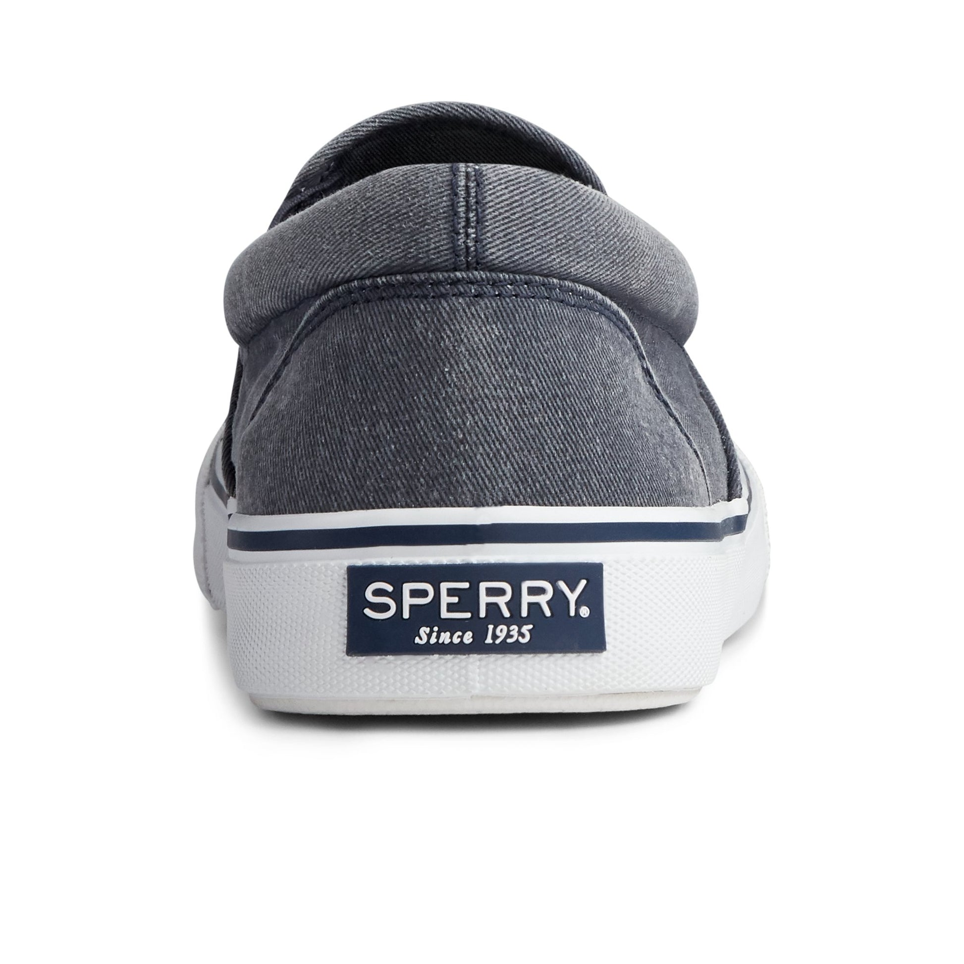 Close-up of the Navy Striper II Slip On Sneaker Vulcanized Sneaker