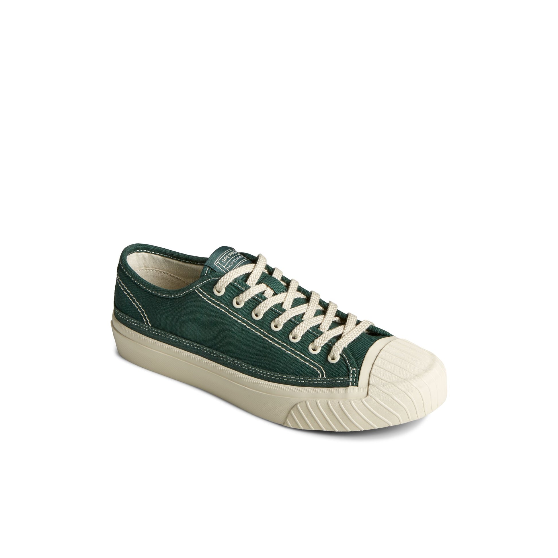 Three-quarter angle of Green Racquet Oxford Sneaker Tennis Sneakers's front side