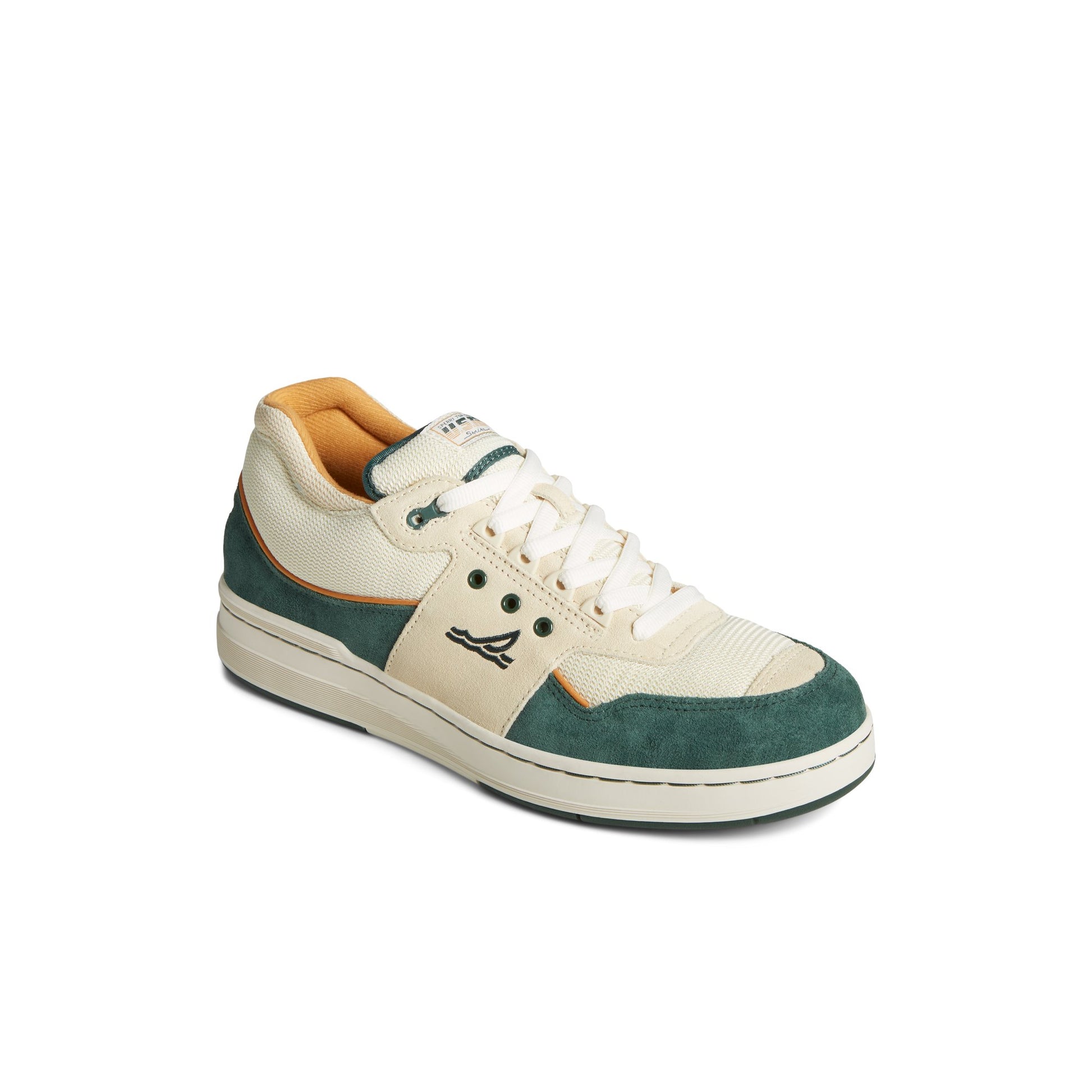 Three-quarter angle of Green US12 Sneaker Vulcanized Sneaker's front side