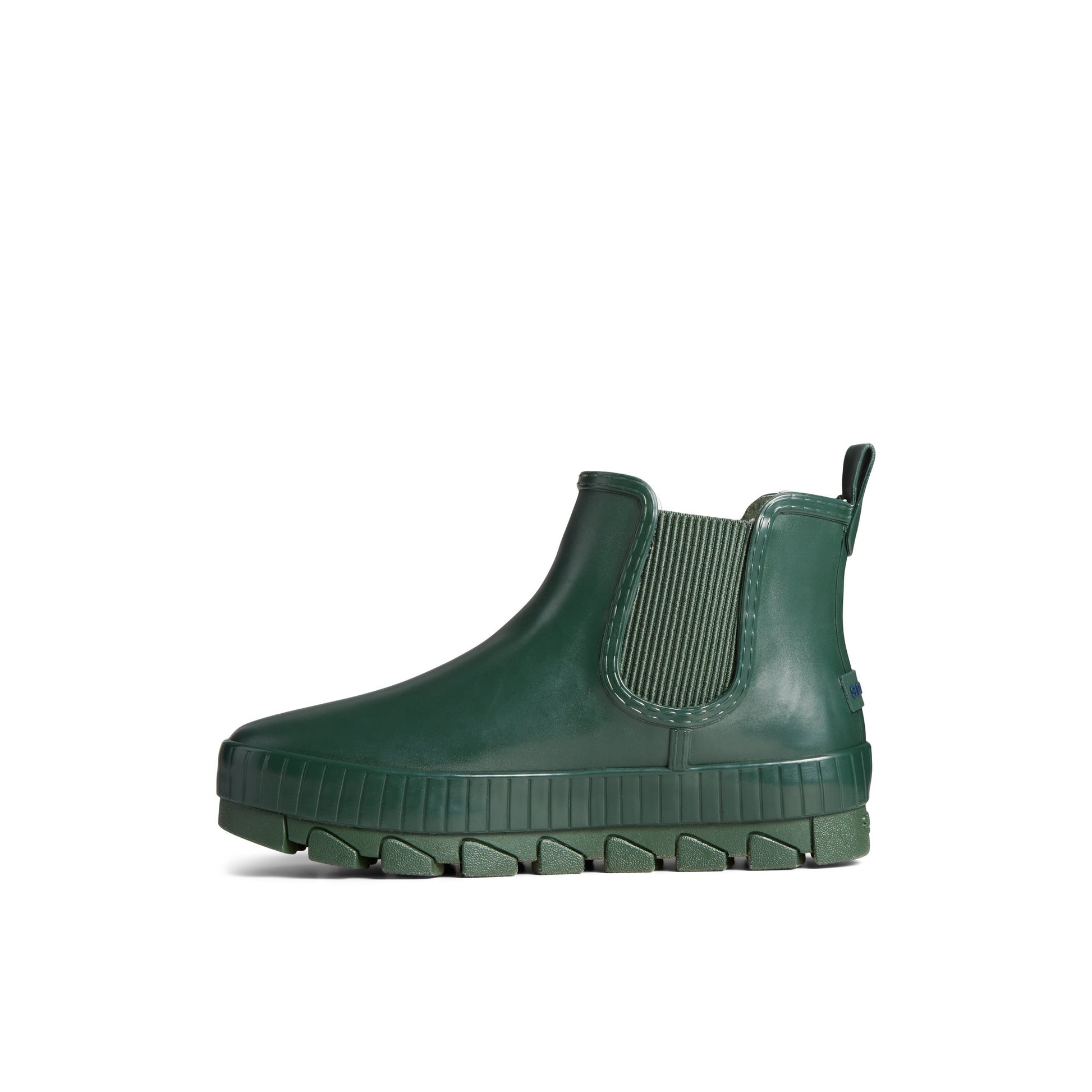 Side view of Dark Green Torrent Chelsea Waterproof Rain Boot Chelsea Rain Boot