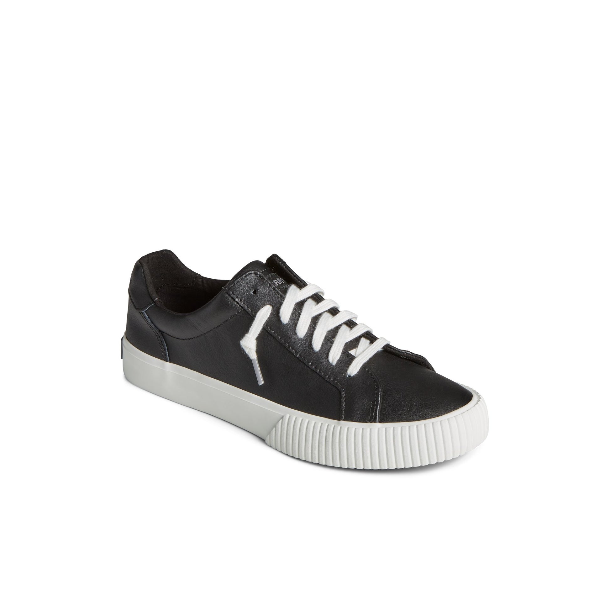 Three-quarter angle of Black Bermuda Leather Sneaker Low Top Sneakers's front side