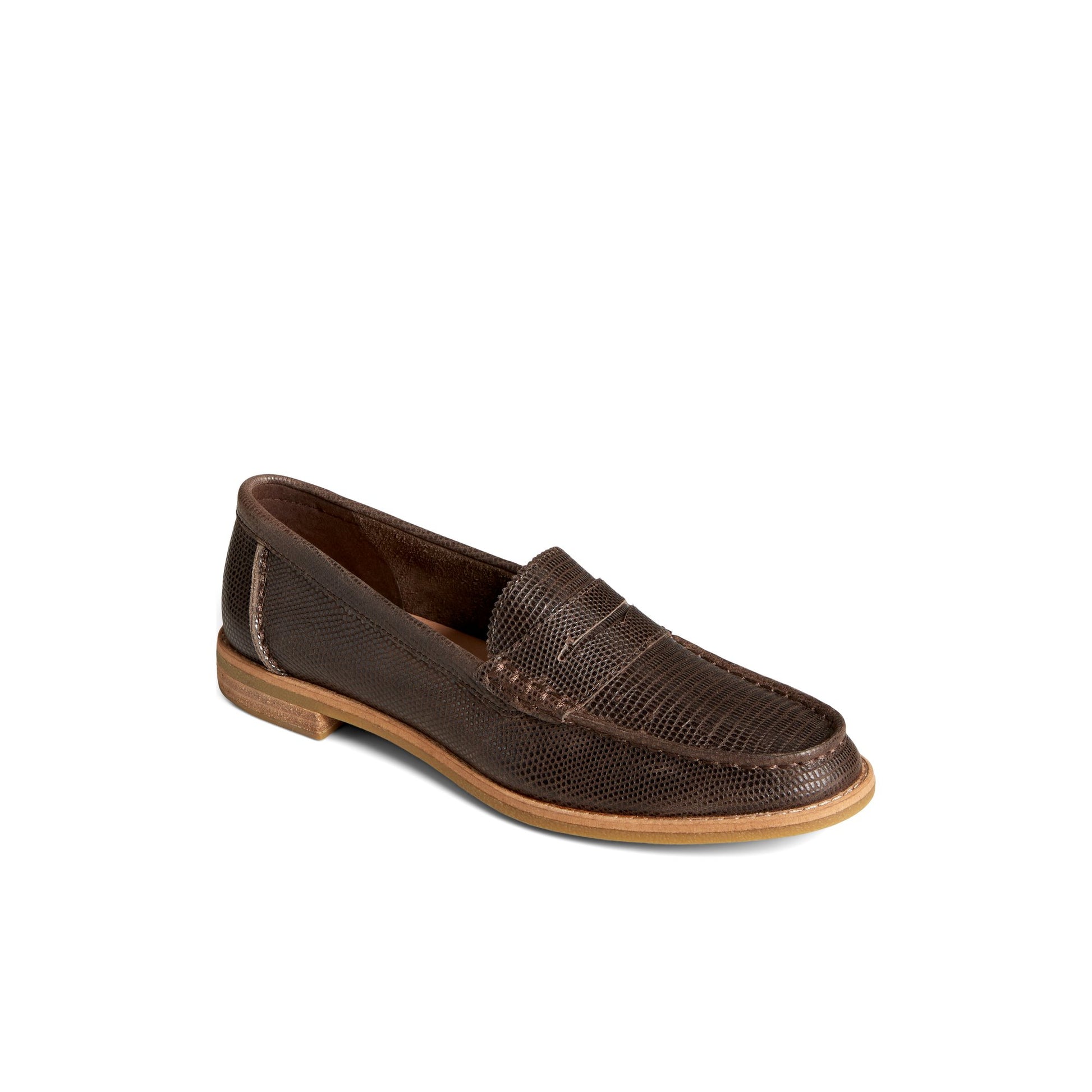 Three-quarter angle of Brown Seaport Penny Loafer Penny Loafer's front side