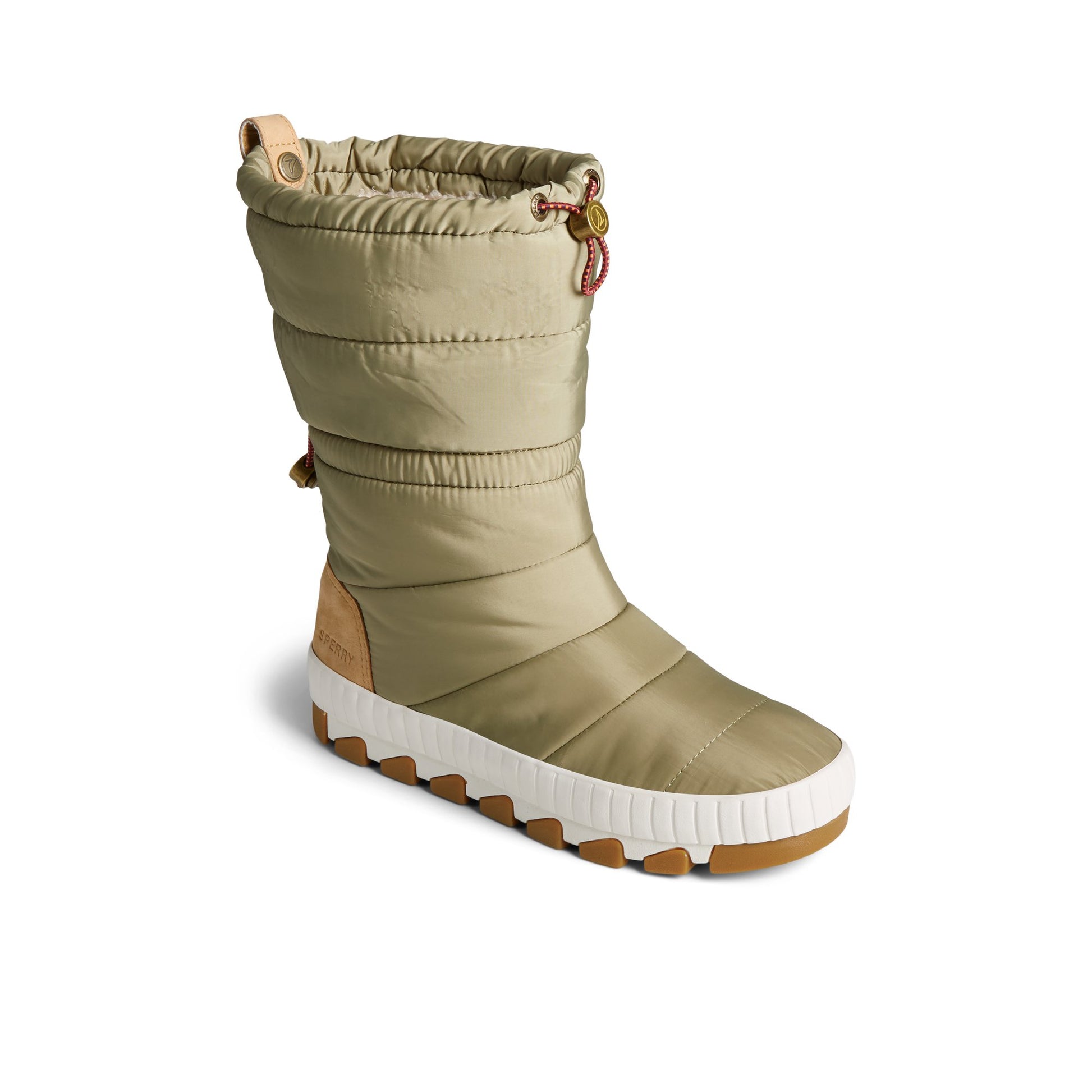 Three-quarter angle of Medium Green Seacycled™ Torrent Fold Down Boot Winter Boots's front side