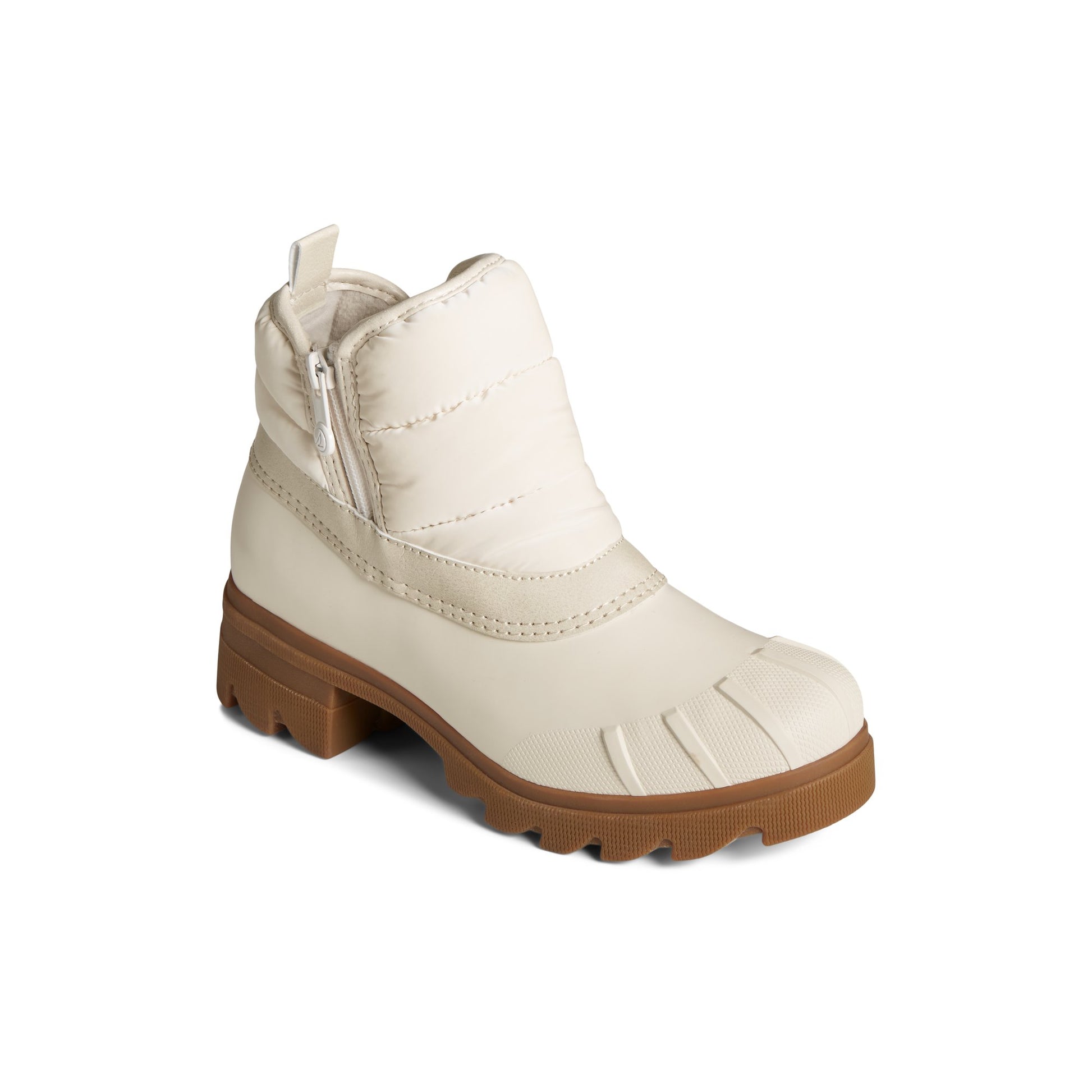 Three-quarter angle of Bone Syren Ascend Zip Boot Duck Boots's front side