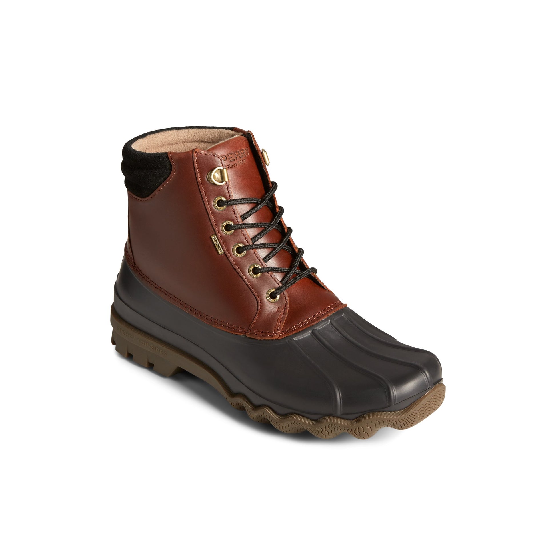 Three-quarter angle of Black Avenue Duck Boot Duck Boots's front side
