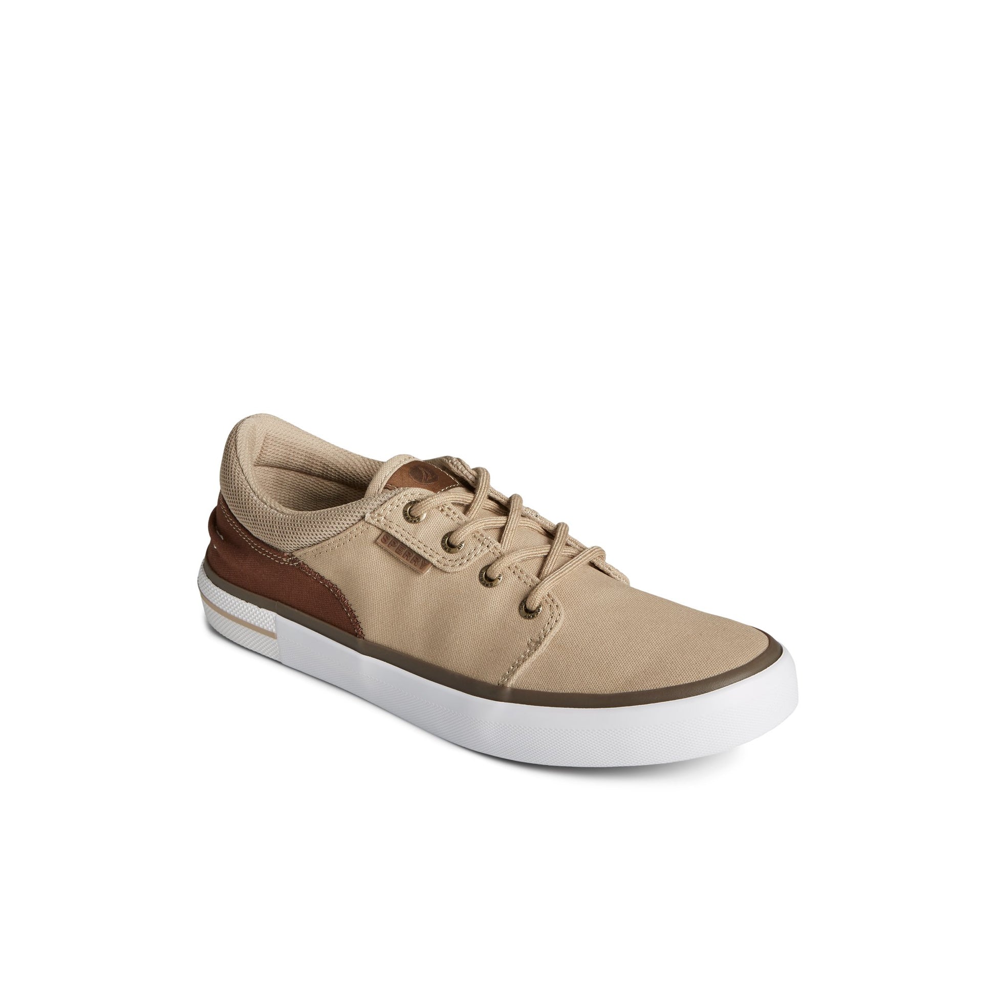 Three-quarter angle of Khaki Crossjack Sneaker Vulcanized Sneaker's front side