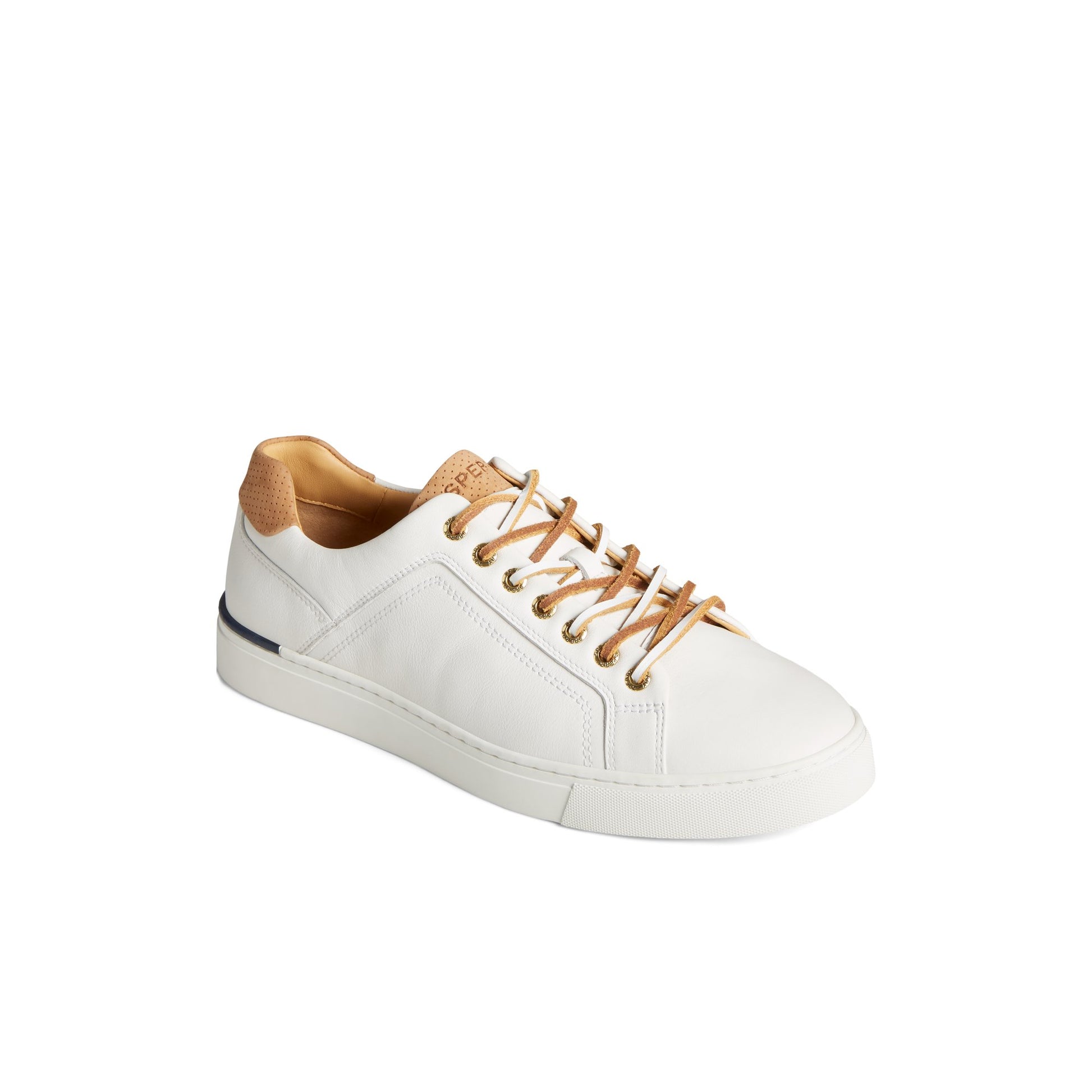 Three-quarter angle of White Gold Cup™ Striper LTT Sneaker Vulcanized Sneaker's front side