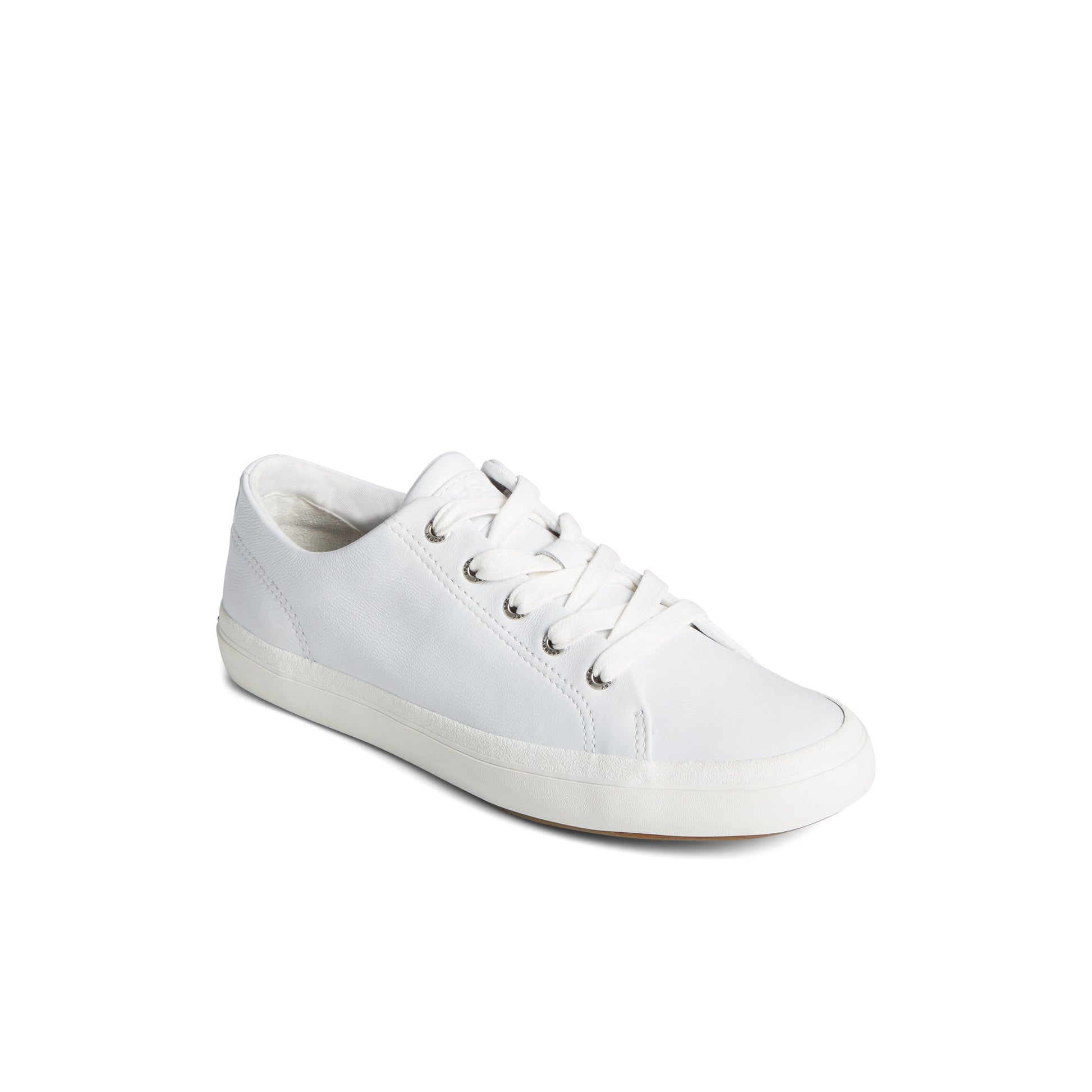 Three-quarter angle of White Striper II LTT Leather Sneaker Vulcanized Sneaker's front side