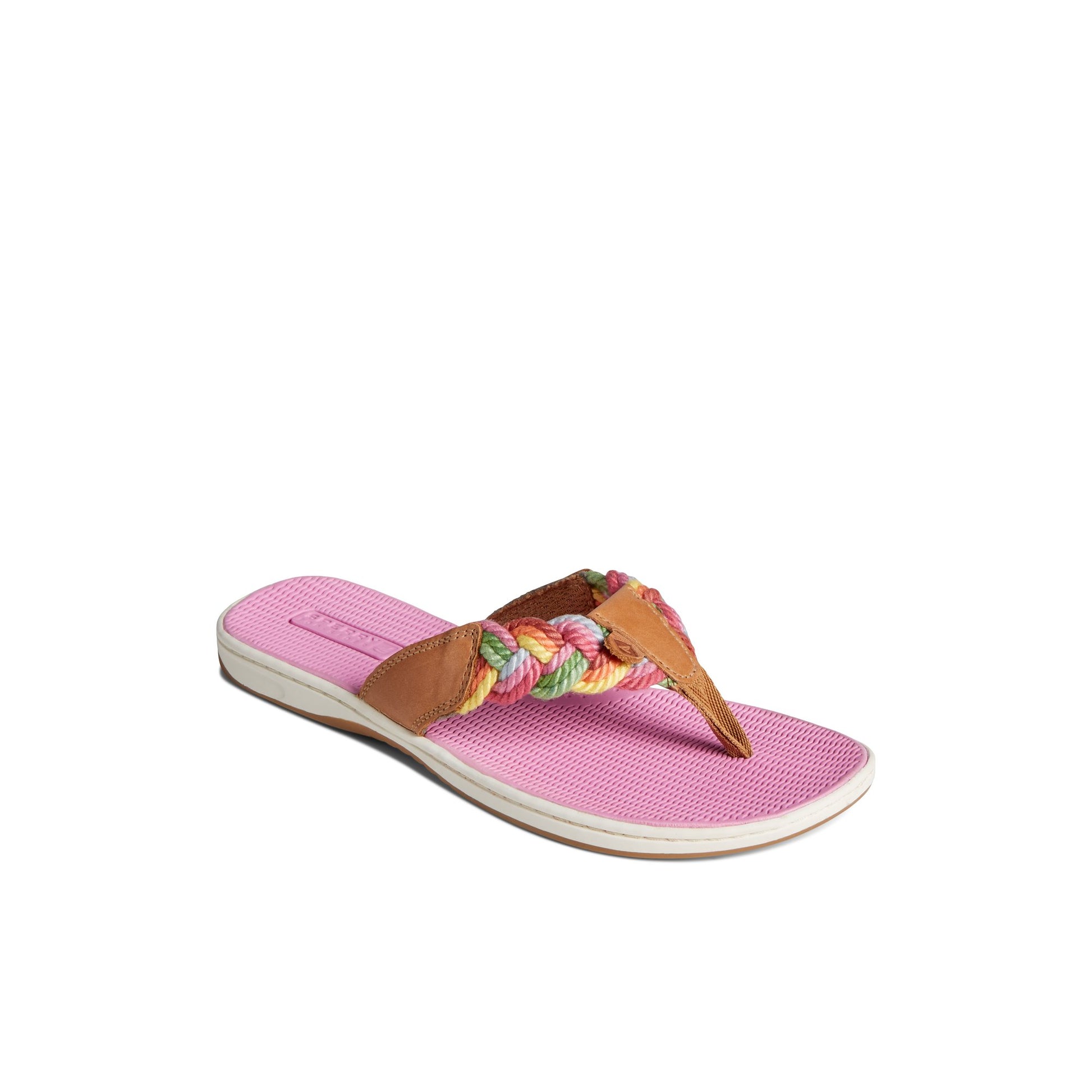 Three-quarter angle of Natural Parrotfish Braid Sandal Flip Flop Thong Sandals's front side