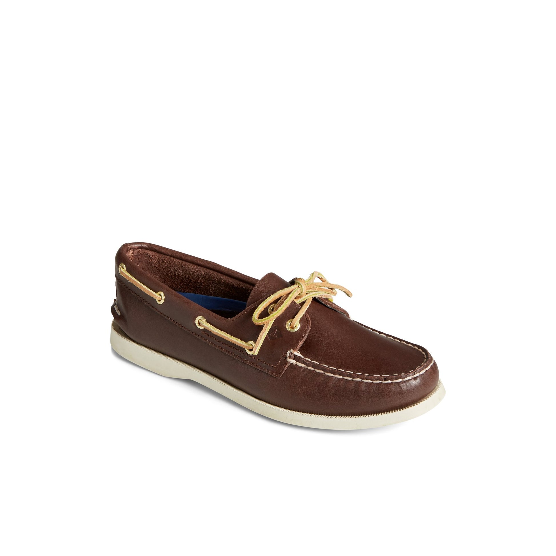 Three-quarter angle of Brown Authentic Original™ 2 Eye Boat Shoe Boat Shoes's front side