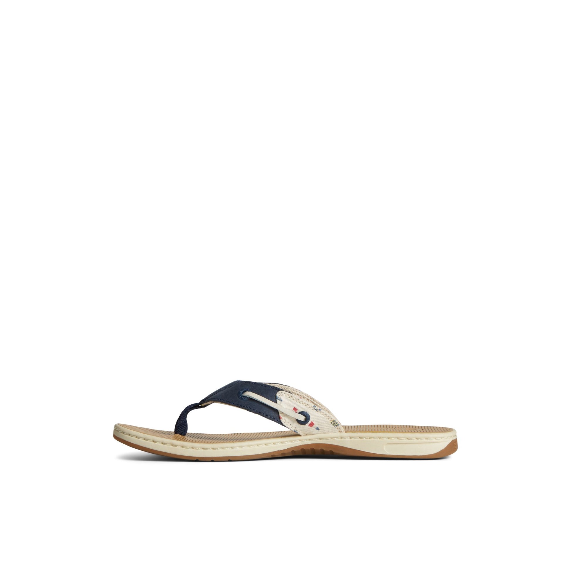 Side view of White Seafish Nautical Flip Flop Flip Flop Thong Sandals