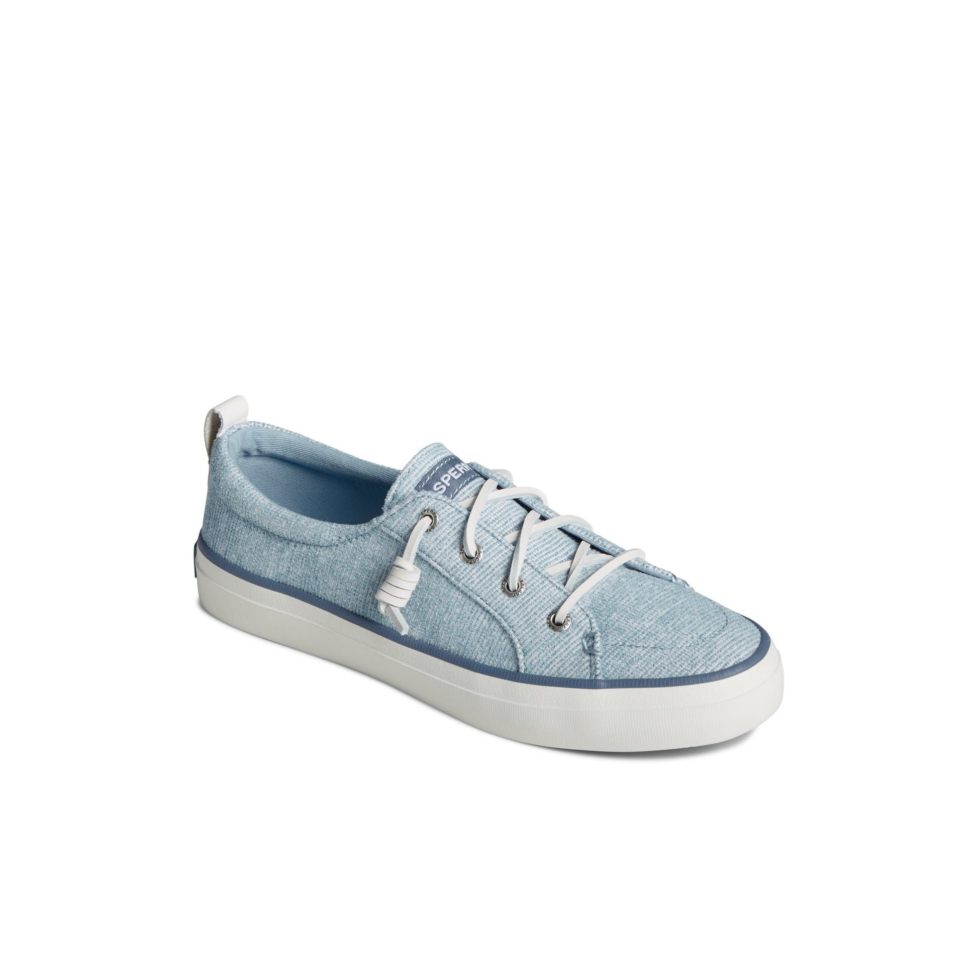 Three-quarter angle of Blue SeaCycled™ Crest Vibe Sneaker Vulcanized Sneaker's front side