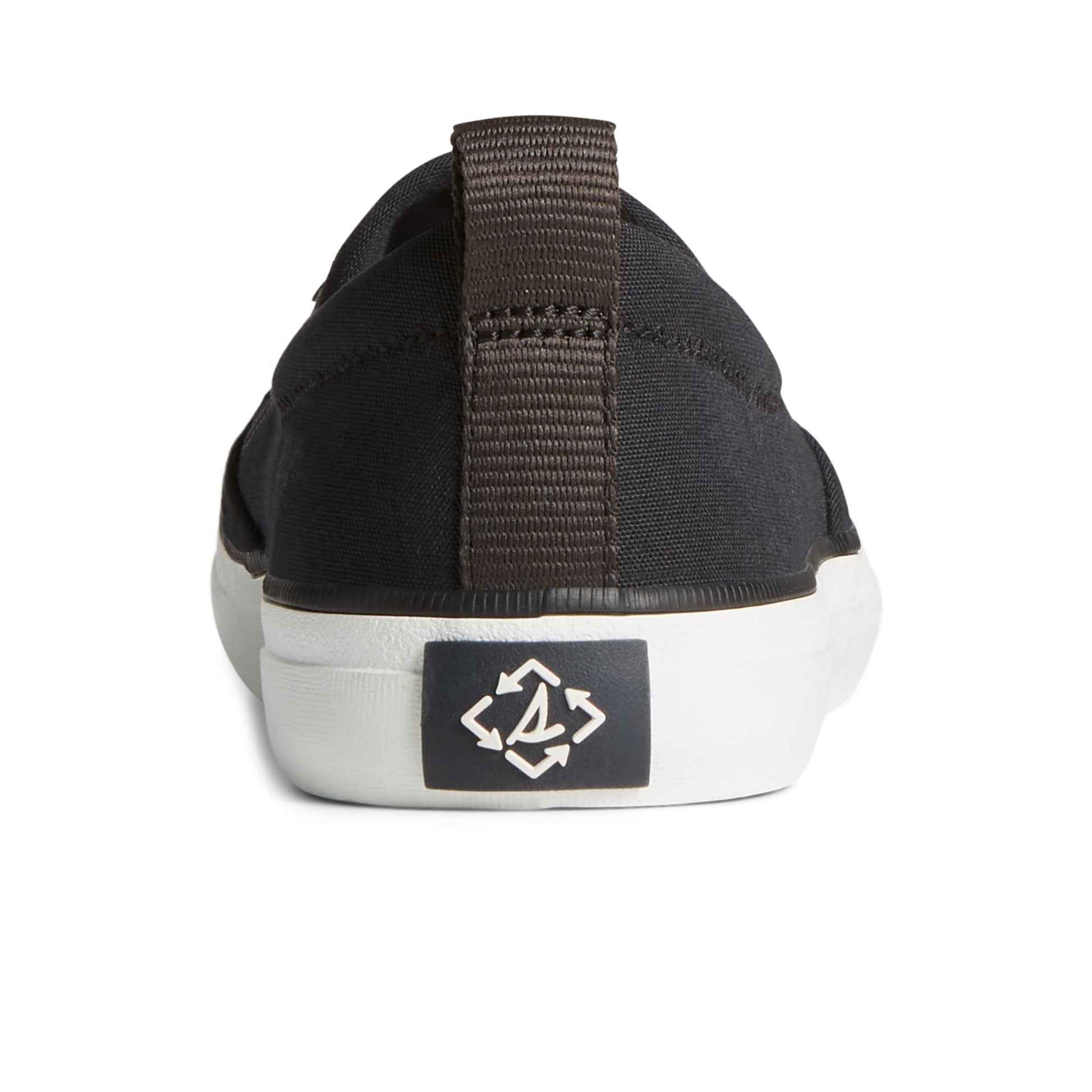 Close-up of the Black SeaCycled™ Crest Twin Gore Canvas Sneaker Vulcanized Sneaker