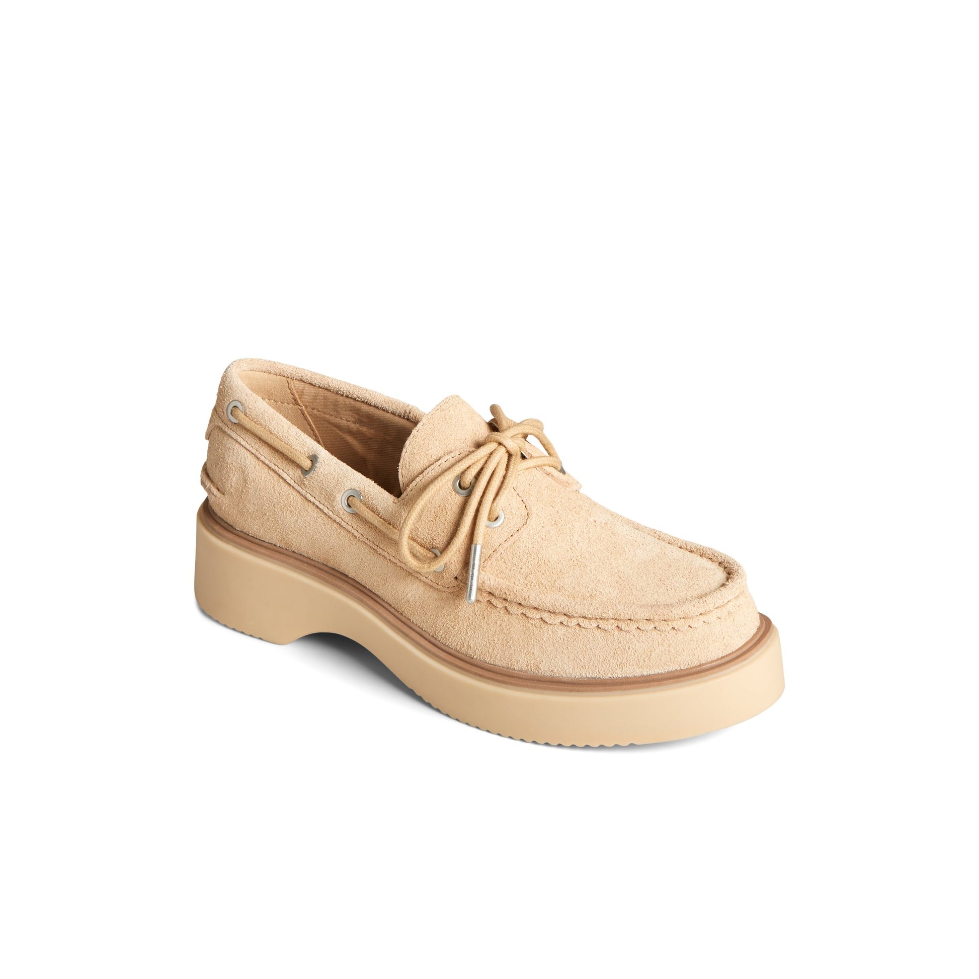 Three-quarter angle of Bone Bayside Boat Shoe Boat Shoes's front side