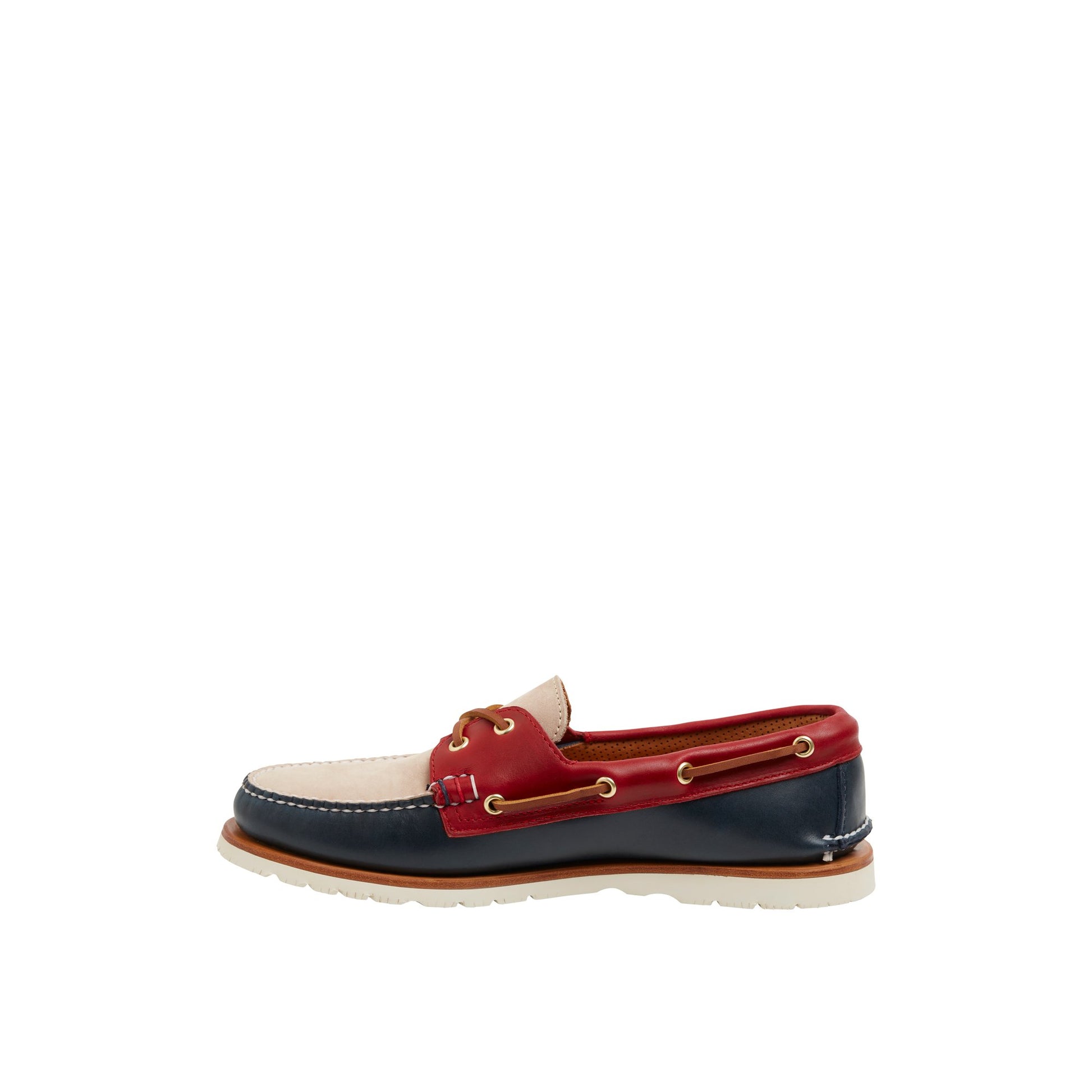 Side view of Red Gold Cup™ Authentic Original™ Handcrafted in Maine Tri-Tone Boat Shoe Boat Shoes