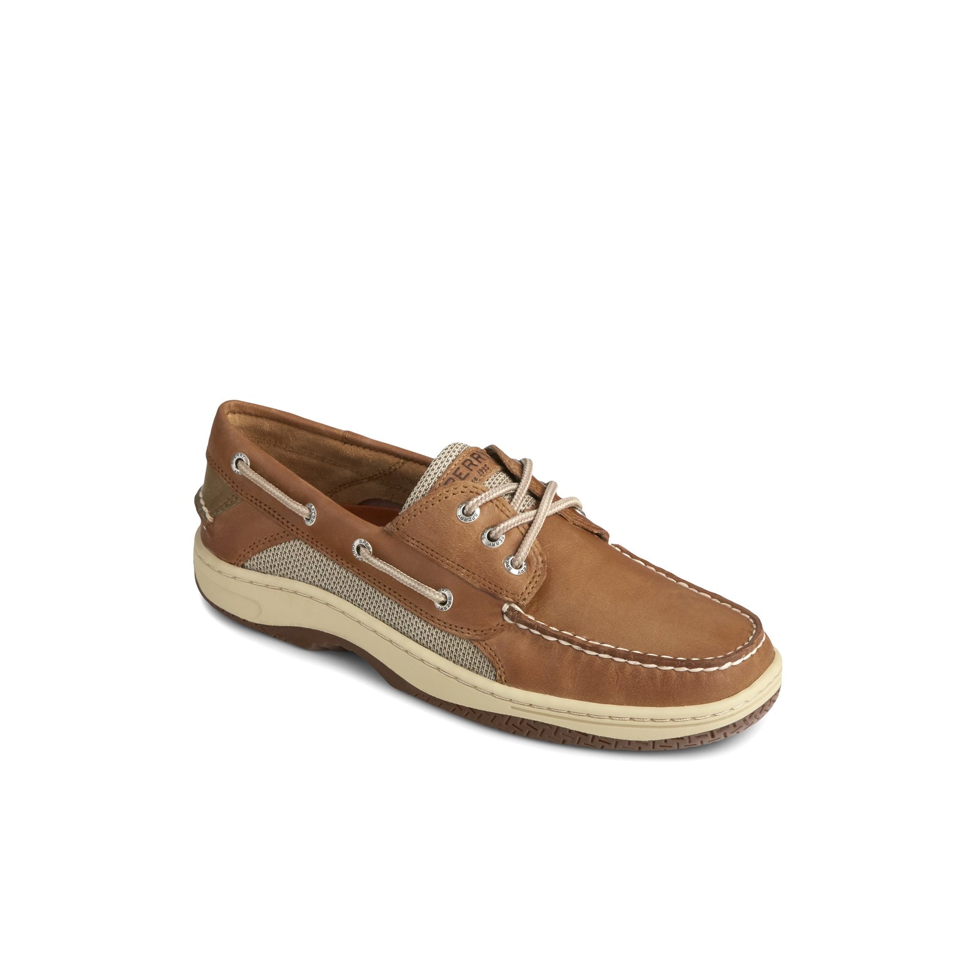 Three-quarter angle of Cognac Billfish™ 3-Eye Boat Shoe Boat Shoes's front side