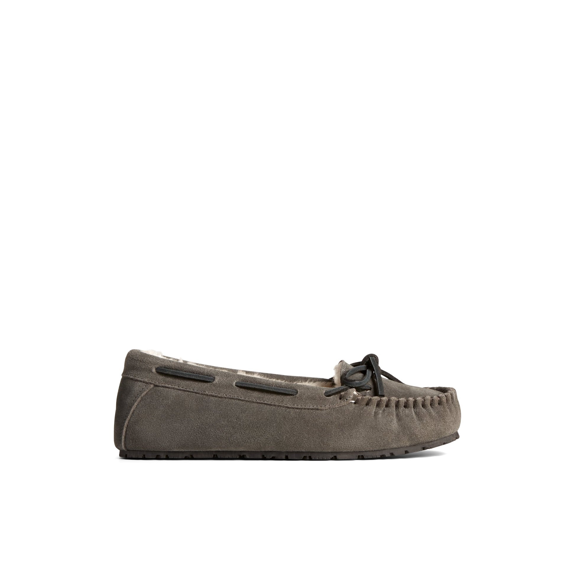 Main View of Grey Reina 1-Eye Slipper Moccasin Slipper for Womens