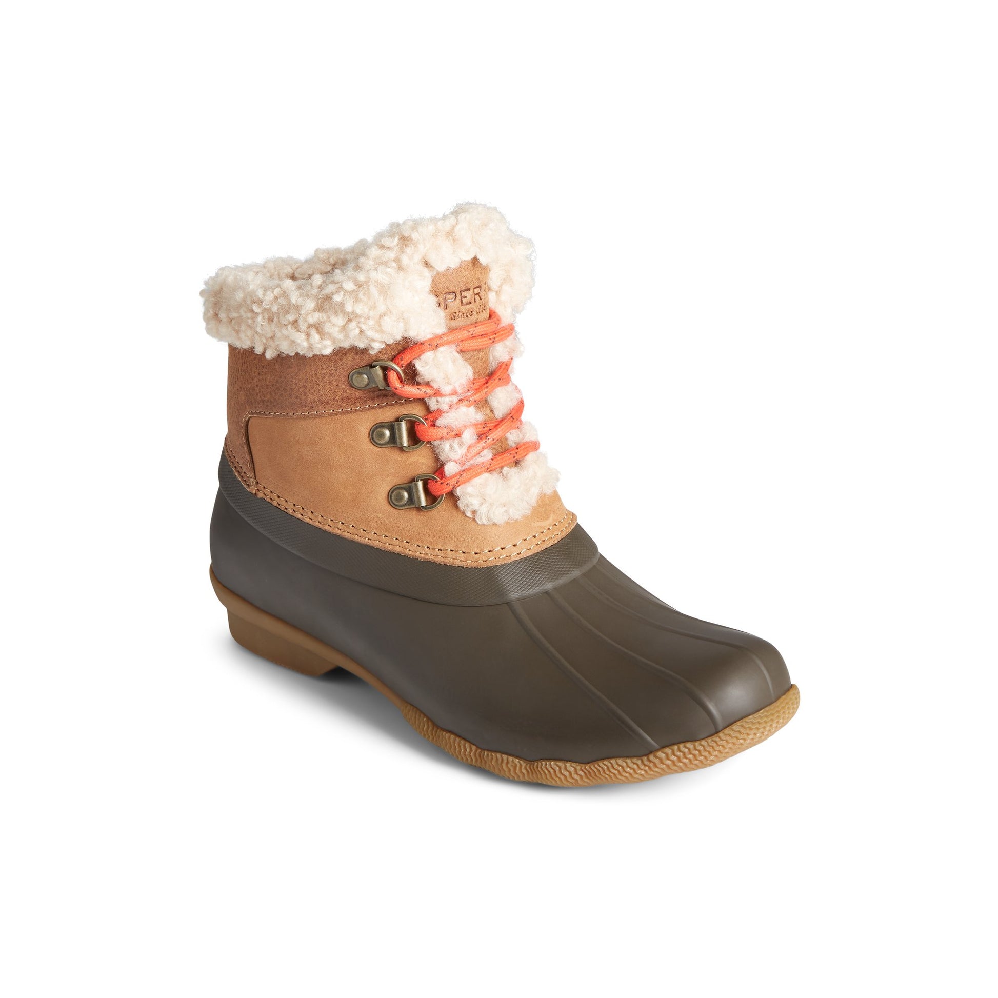Three-quarter angle of Medium Beige Saltwater™ Alpine Leather Duck Boot Duck Boots's front side