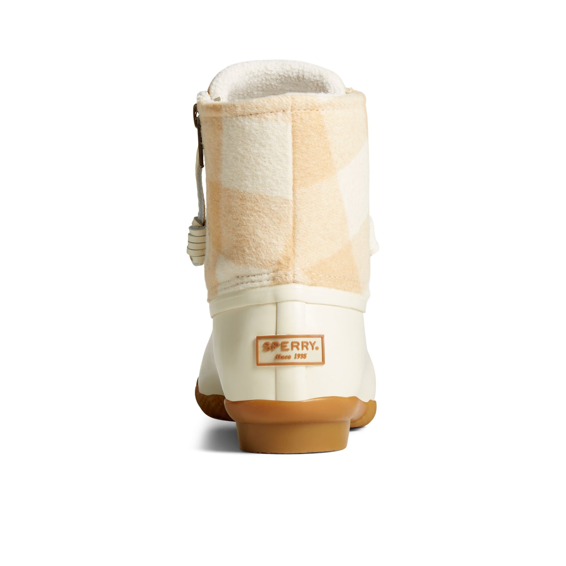 Close-up of the Bone Saltwater™ Buffalo Check Duck Boot Duck Boots