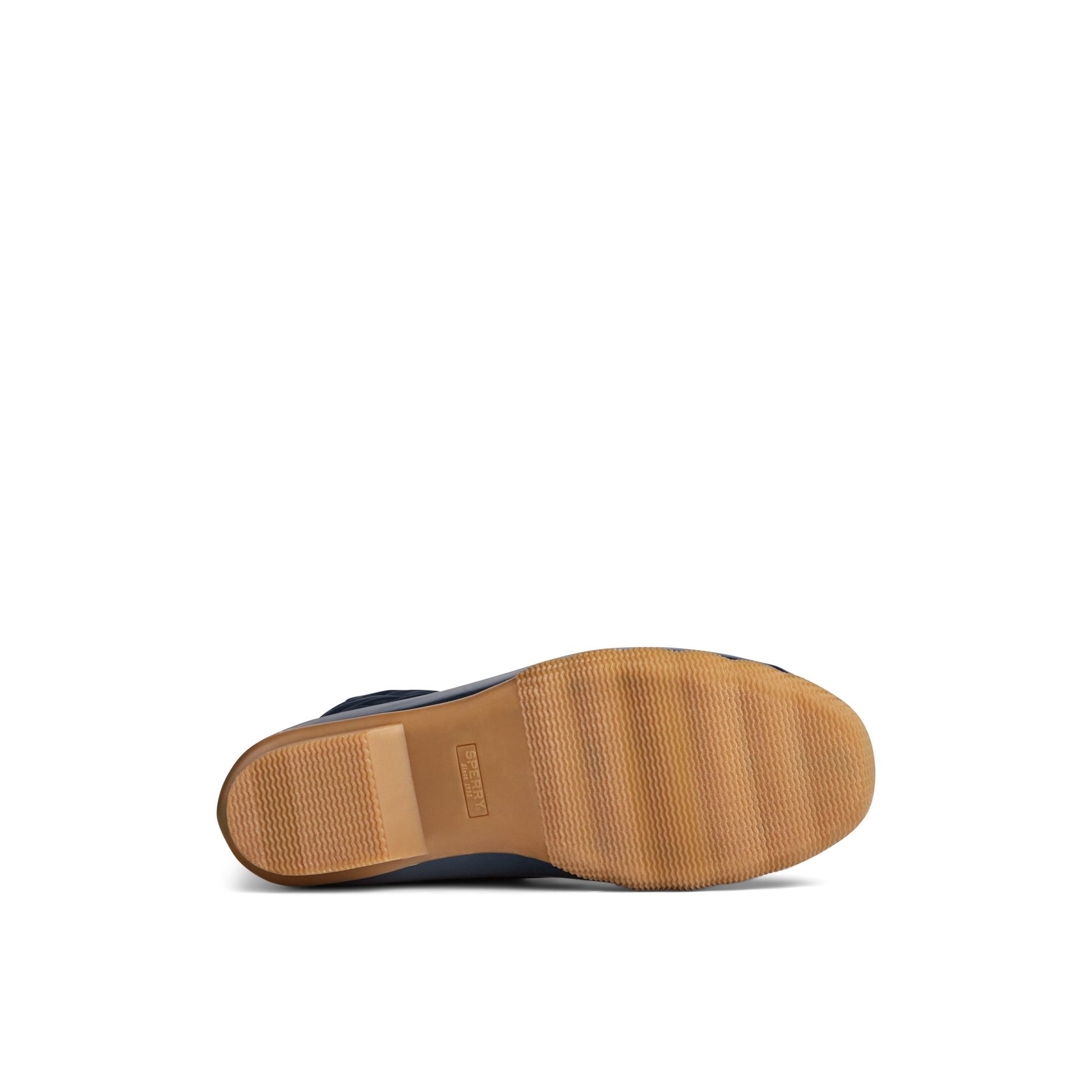 View of Navy Saltwater Nylon Duck Boot Duck Boots's sole